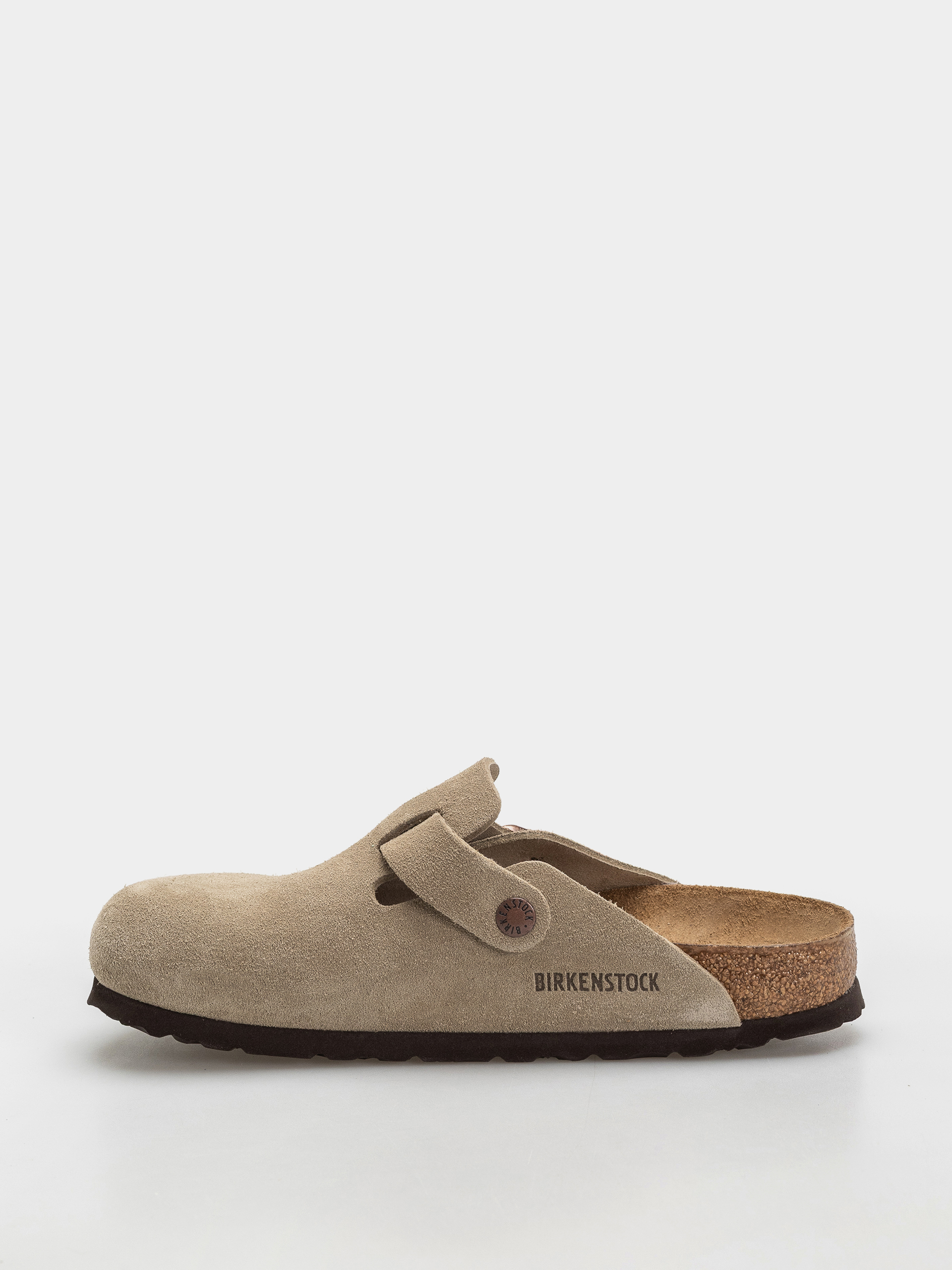 Klapki Birkenstock Boston Soft Footbed Suede Leather Narrow (taupe)