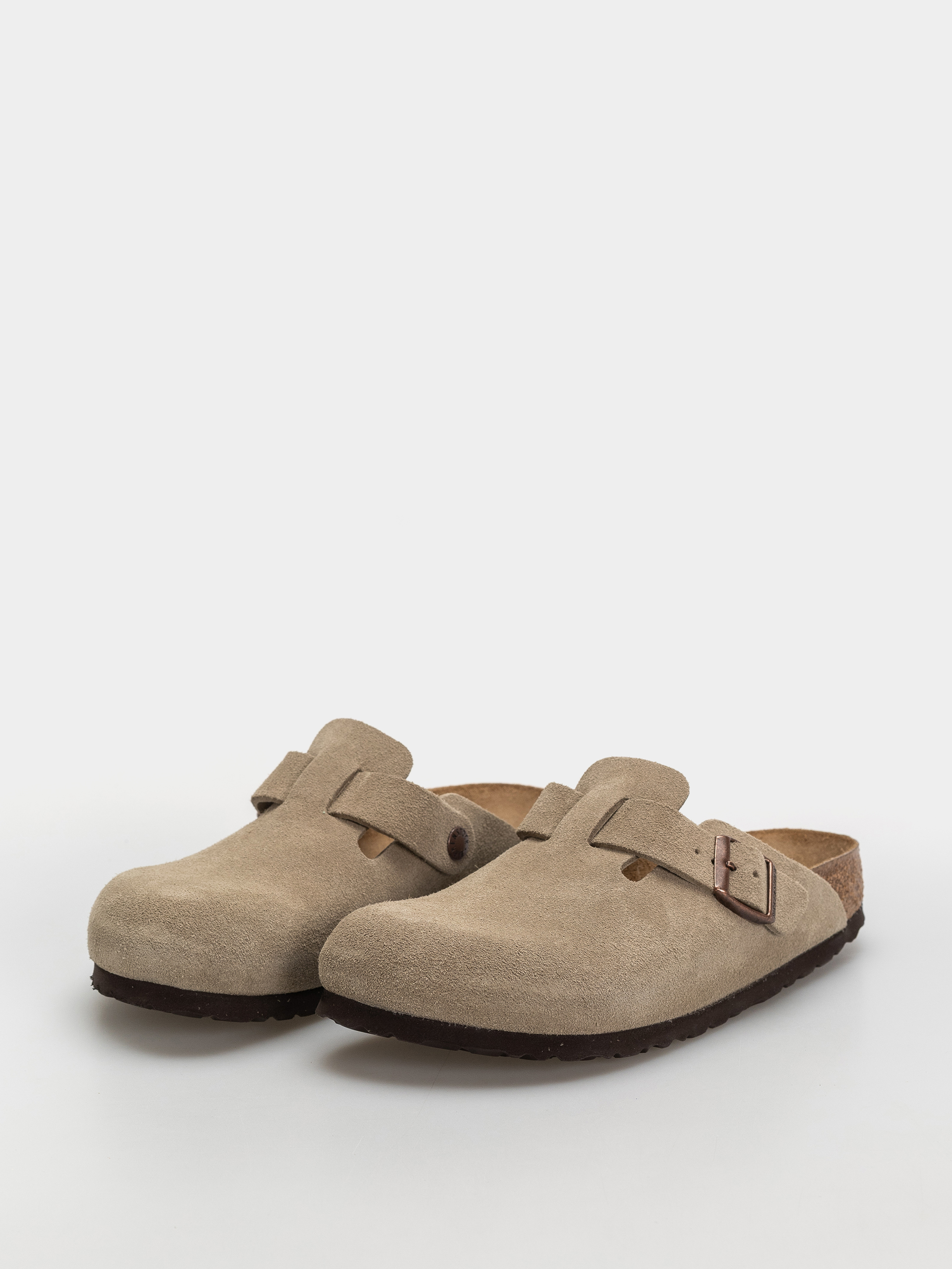 Klapki Birkenstock Boston Soft Footbed Suede Leather Narrow (taupe)
