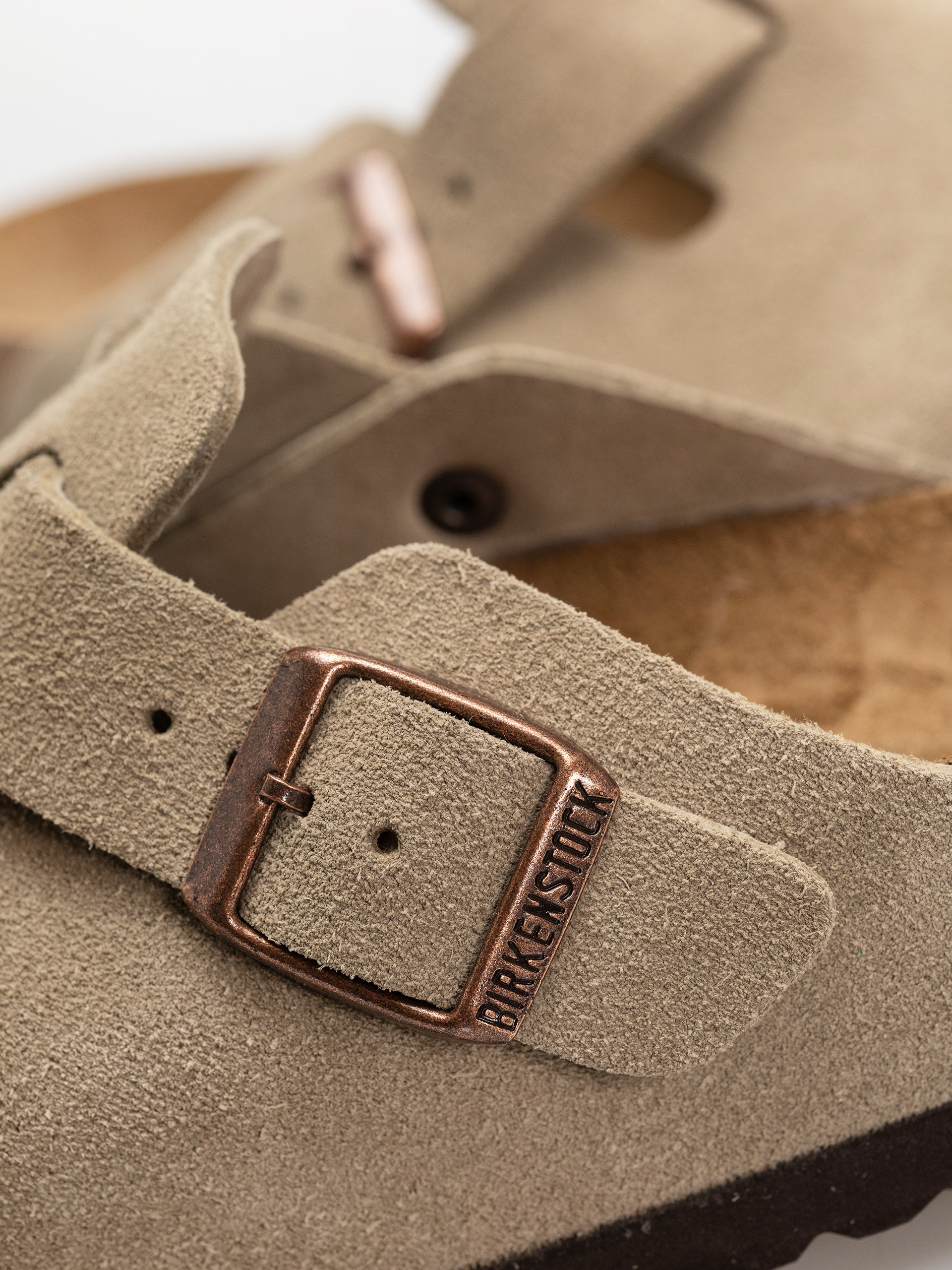 Klapki Birkenstock Boston Soft Footbed Suede Leather Narrow (taupe)
