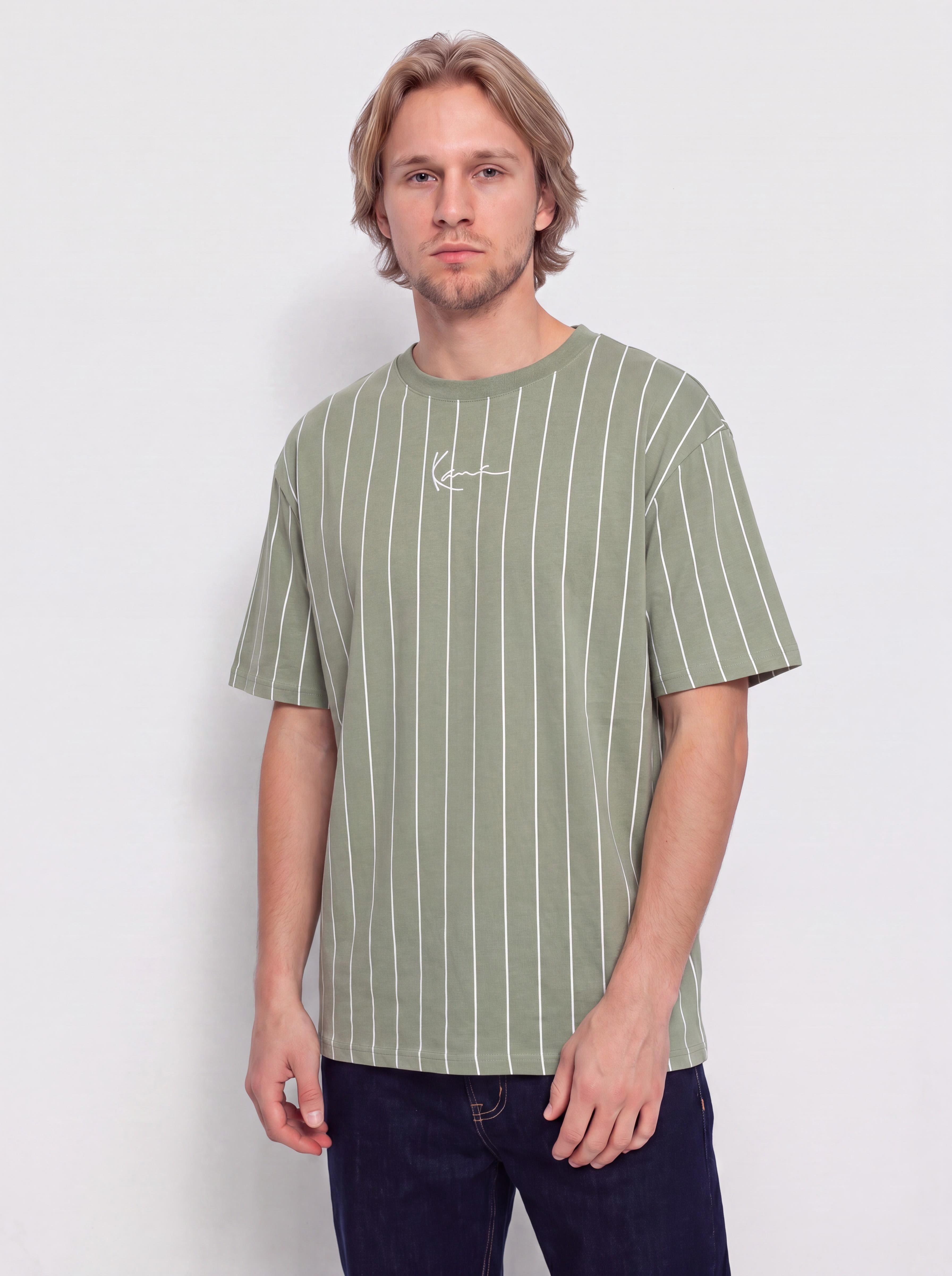 T-shirt Karl Kani Small Signature Pinstripe (green)