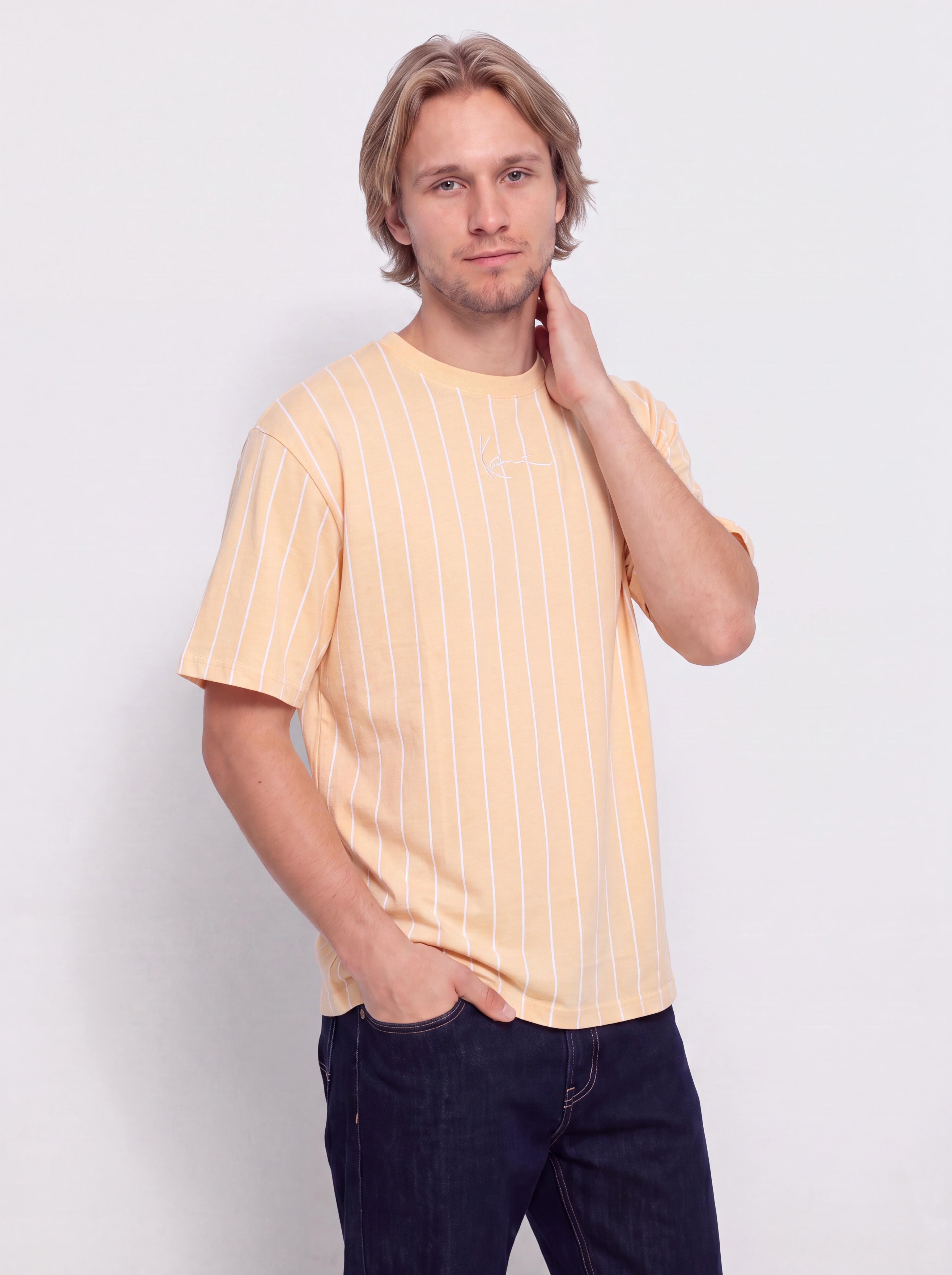 T-shirt Karl Kani Small Signature Essential Pinstripe (orange)