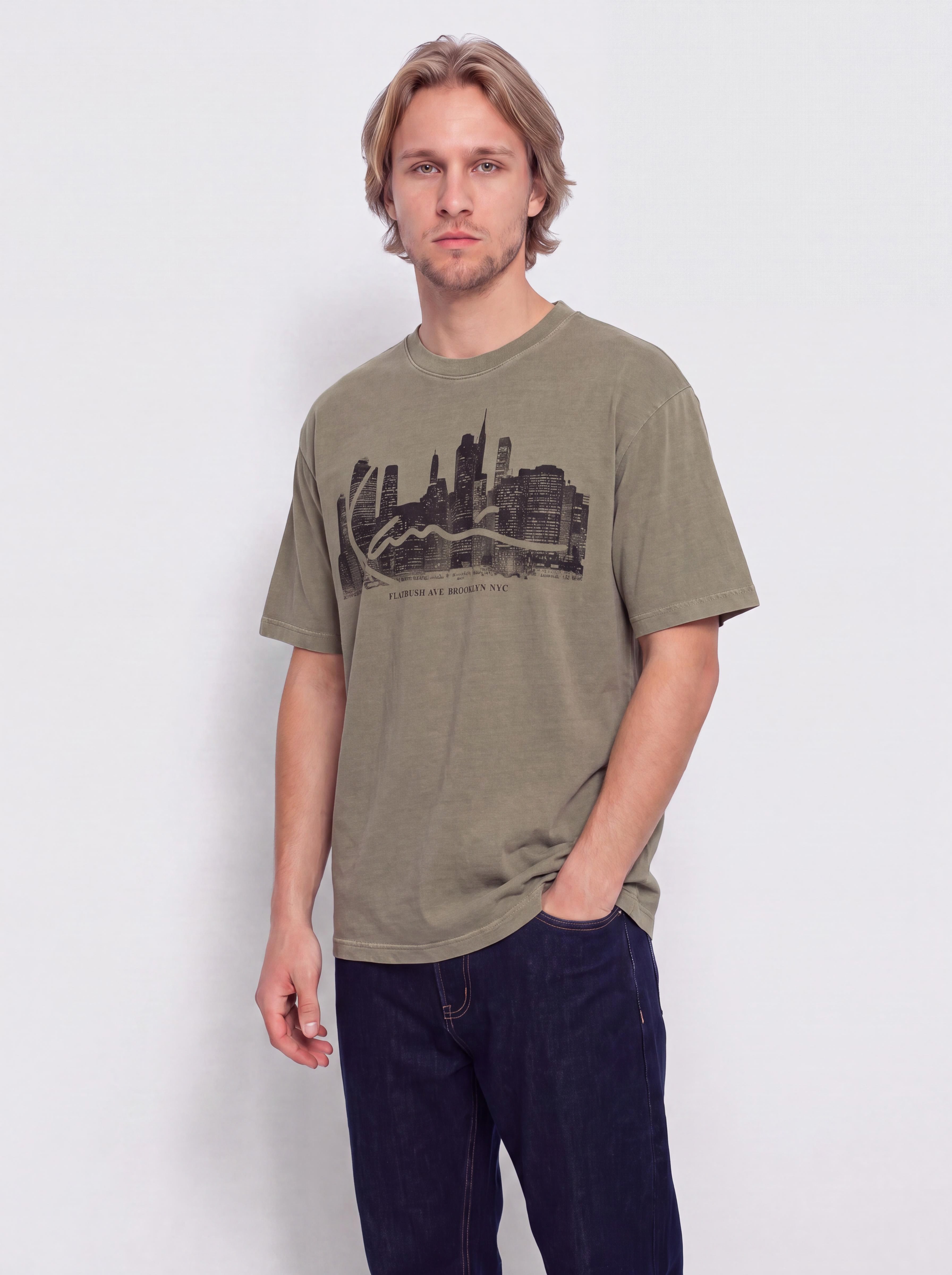 T-shirt Karl Kani Signature Skyline Washed Boxy (green)