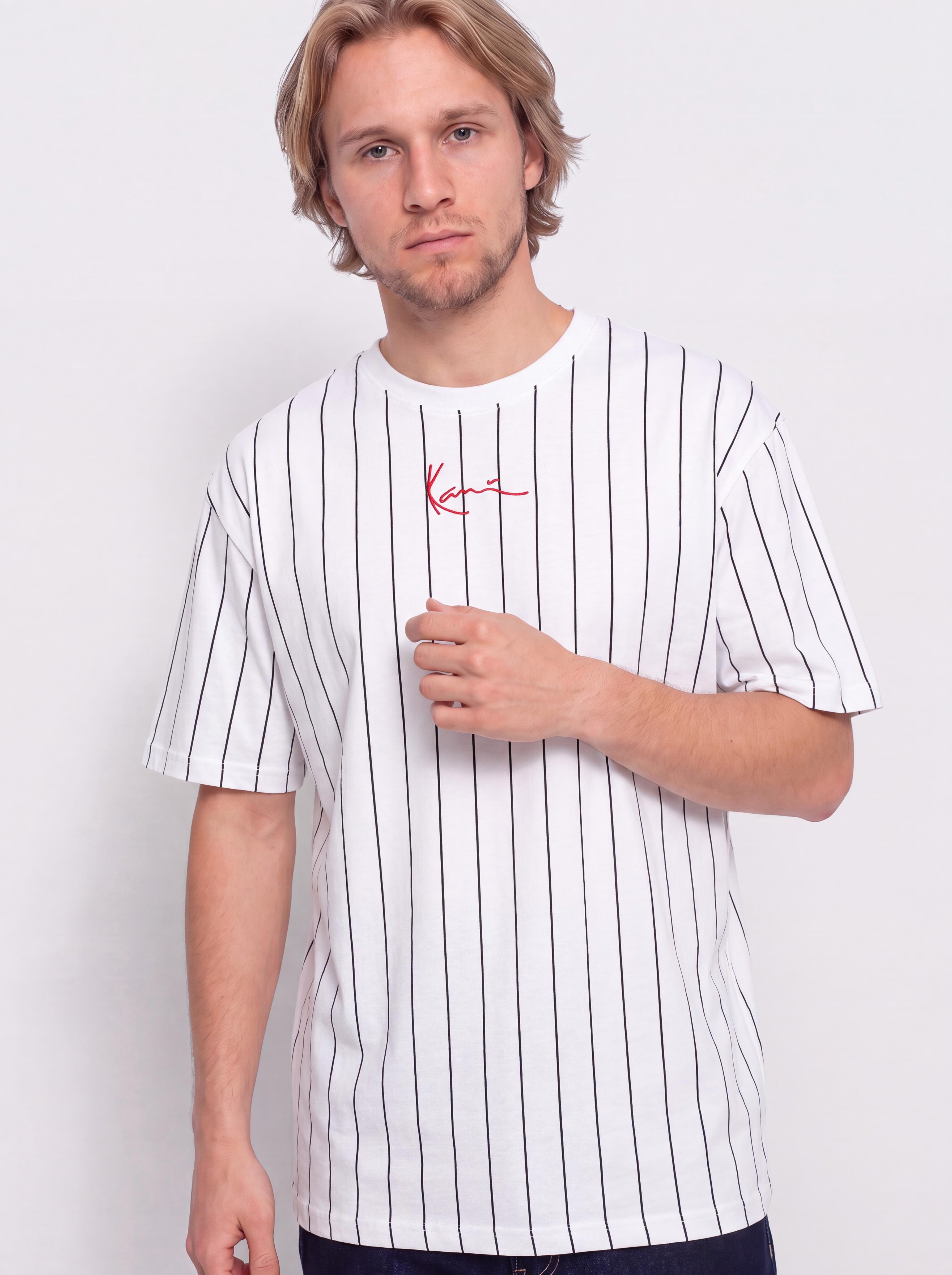 T-shirt Karl Kani Small Signature Pinstripe (white/black)