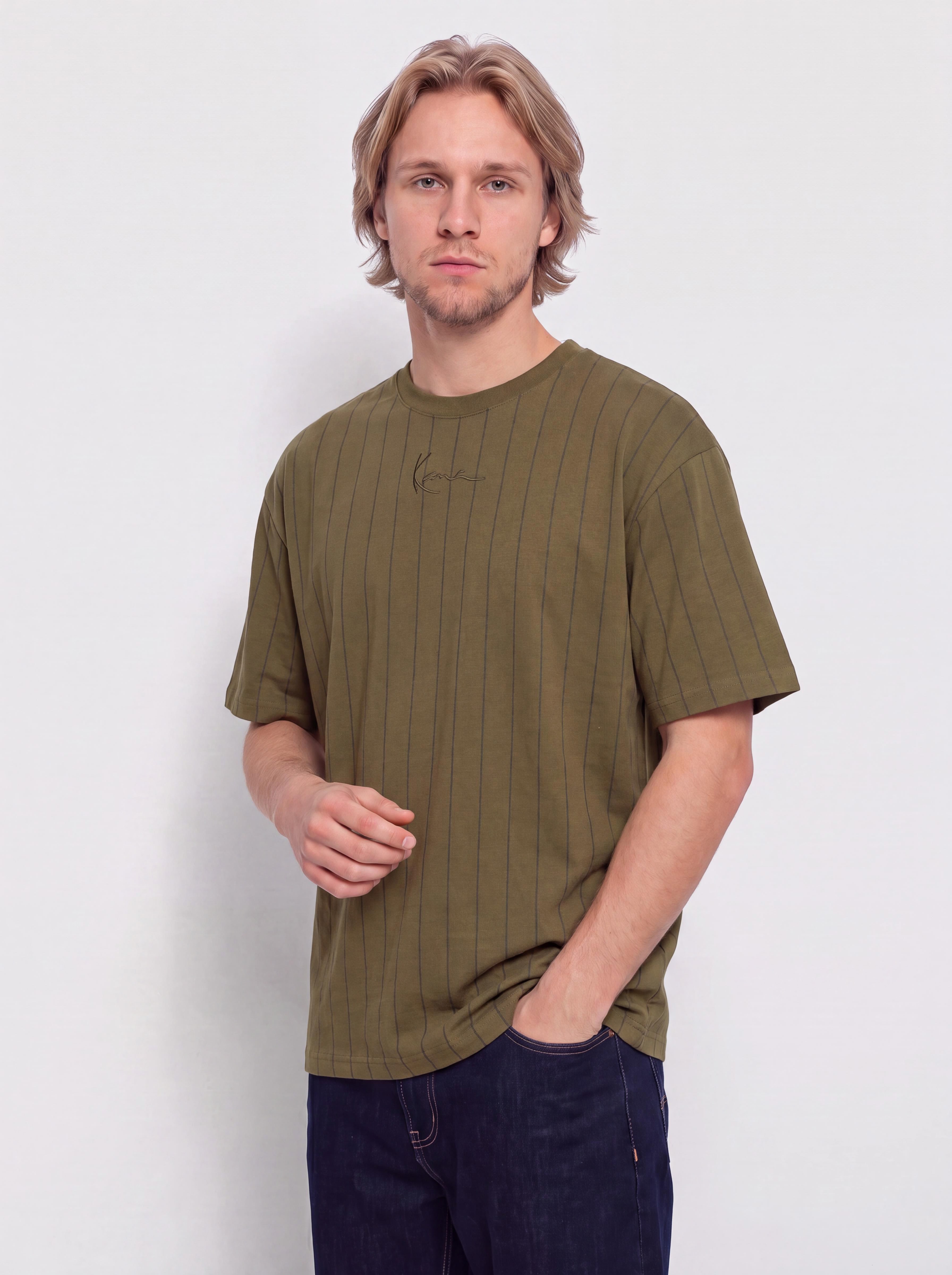 T-shirt Karl Kani Small Signature Essential Pinstripe (green)