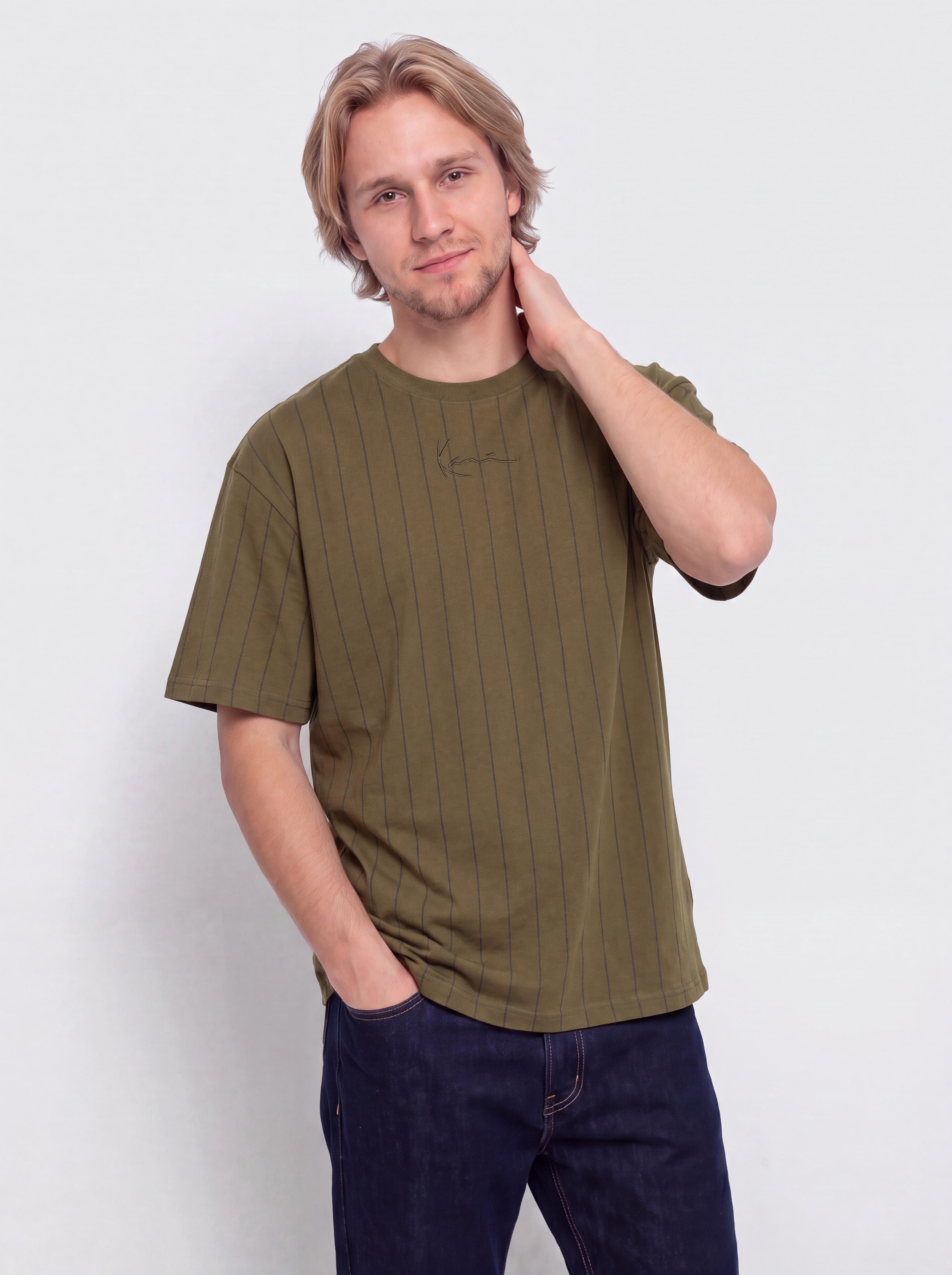 T-shirt Karl Kani Small Signature Essential Pinstripe (green)