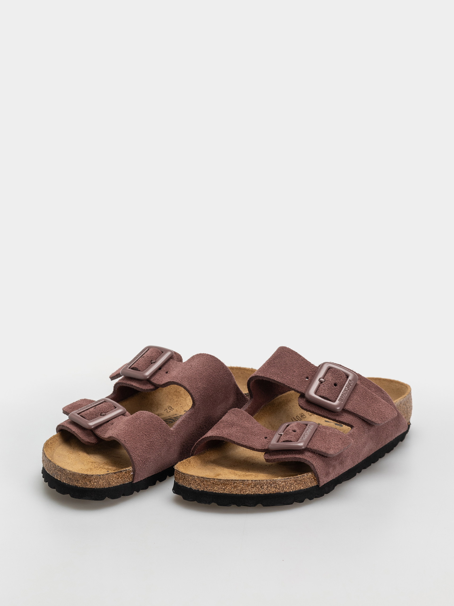 Klapki Birkenstock Arizona Suede Leather Cushion Buckle Narrow Wmn (pepper)