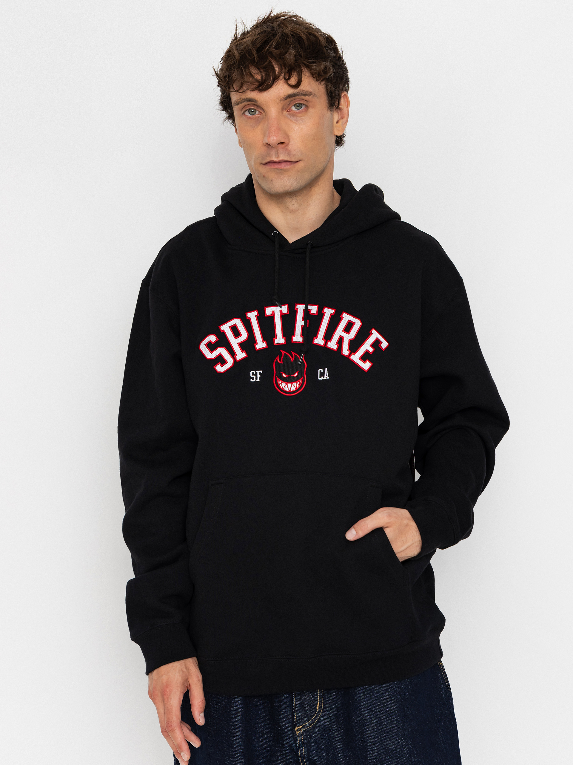 Bluza z kapturem Spitfire Team Bighead HD (black w/red white black embroidery)