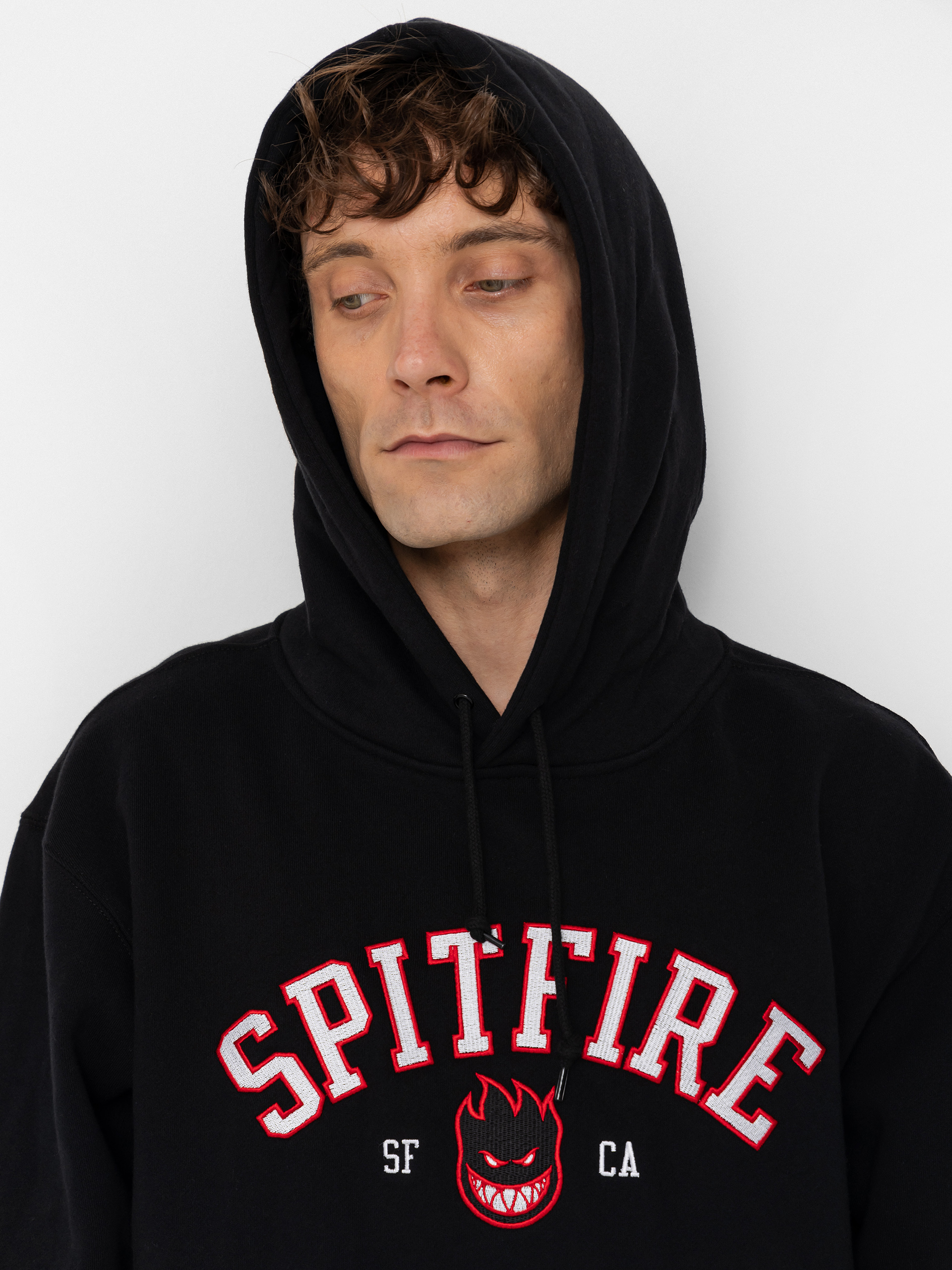Bluza z kapturem Spitfire Team Bighead HD (black w/red white black embroidery)