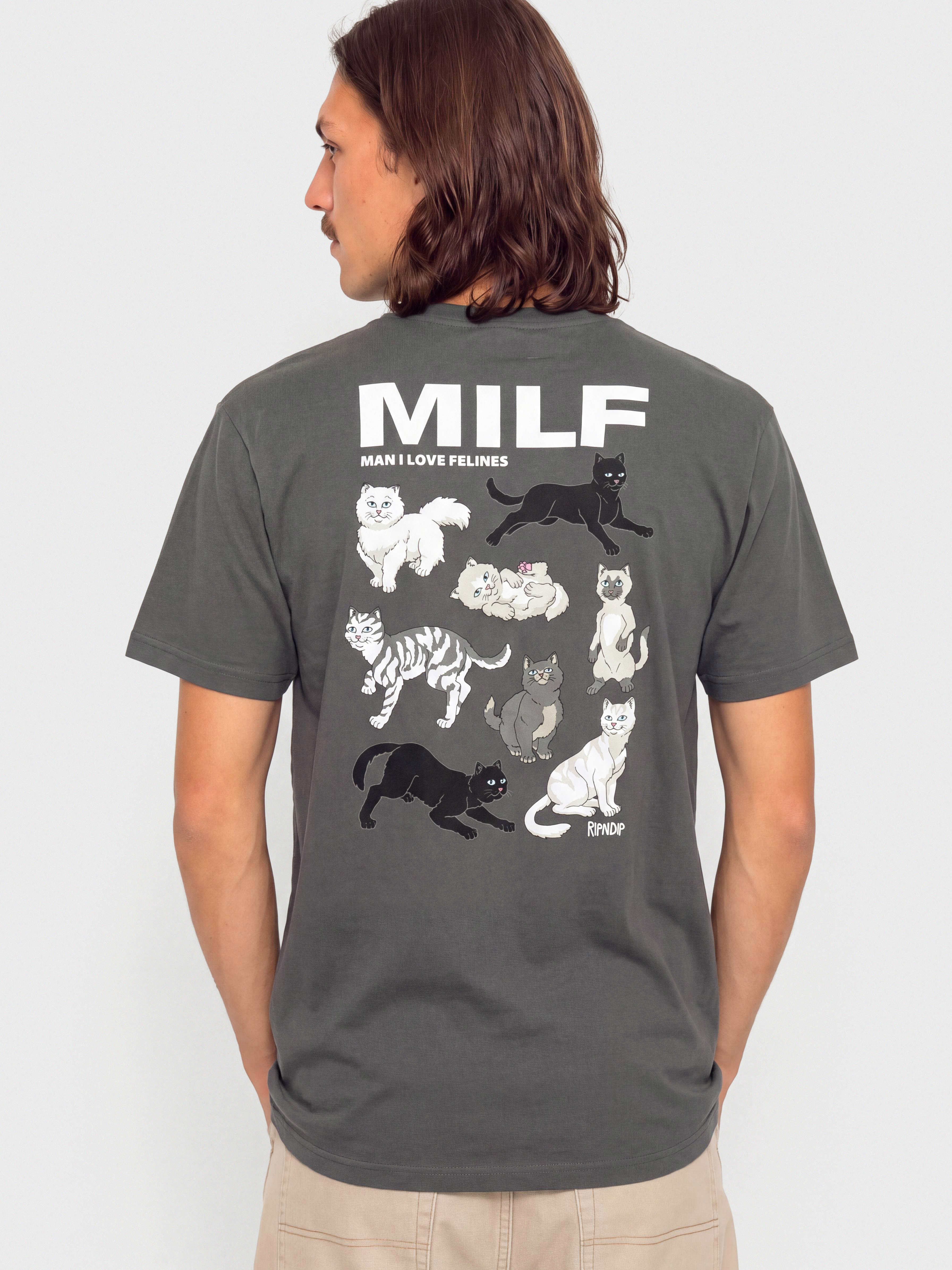 T-shirt RipNDip Man I Love Felines (charcoal)