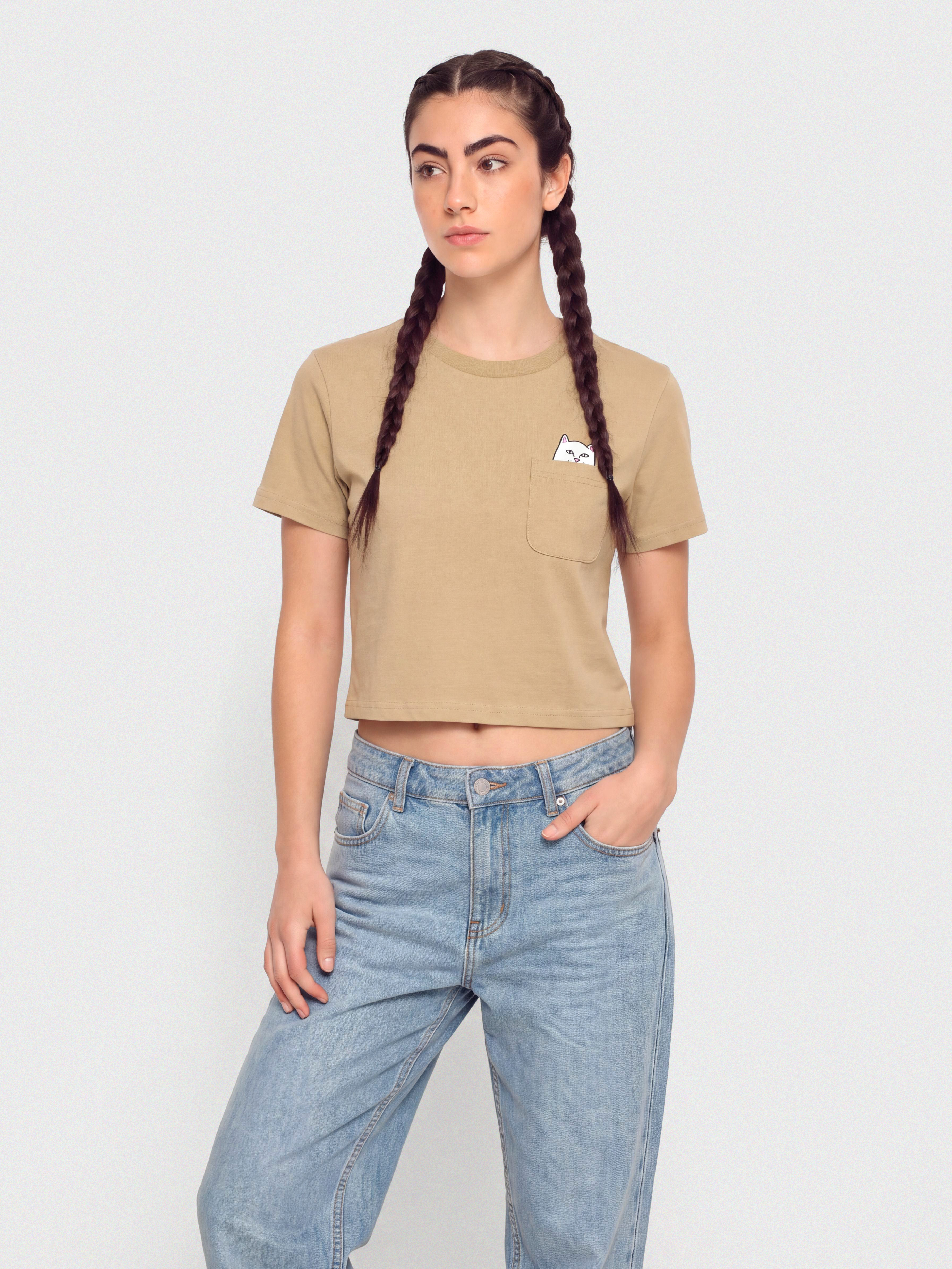 T-shirt RipNDip Lord Nermal Cropped Pocket Wmn (tan)