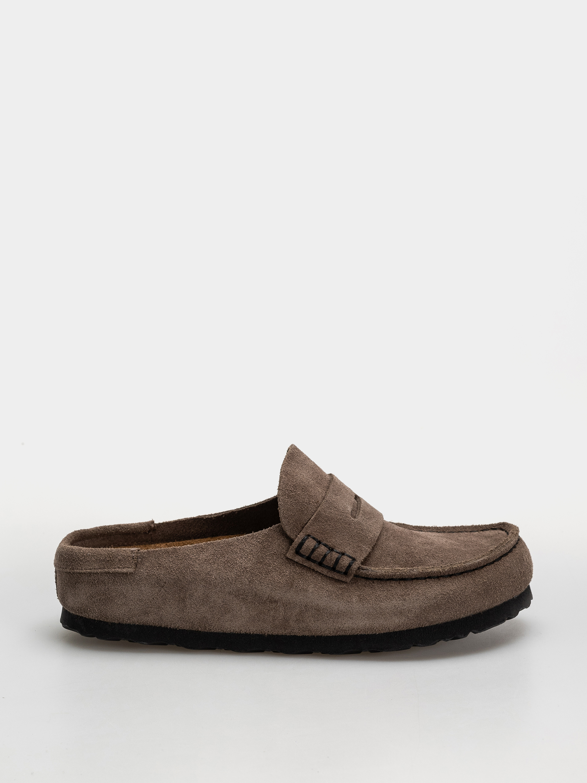Klapki Birkenstock Naples Wrapped Suede Leather Narrow (concrete gray)
