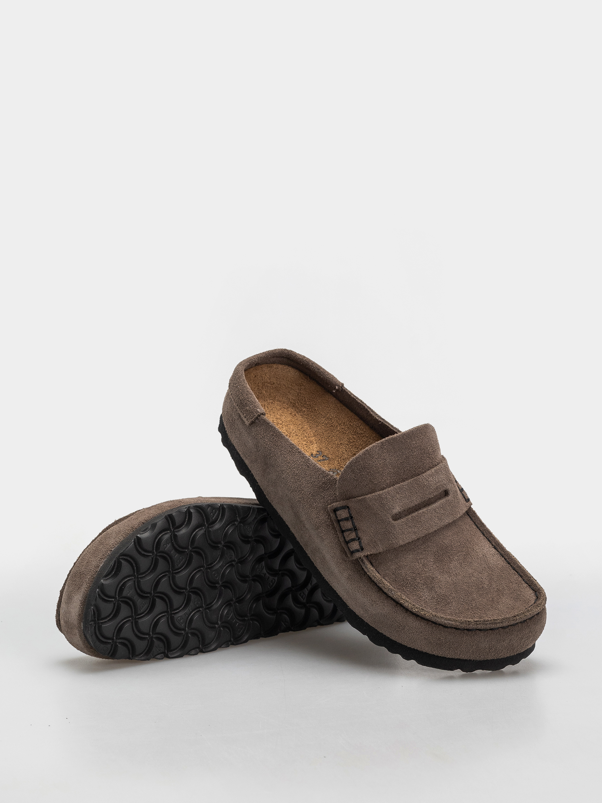 Klapki Birkenstock Naples Wrapped Suede Leather Narrow (concrete gray)