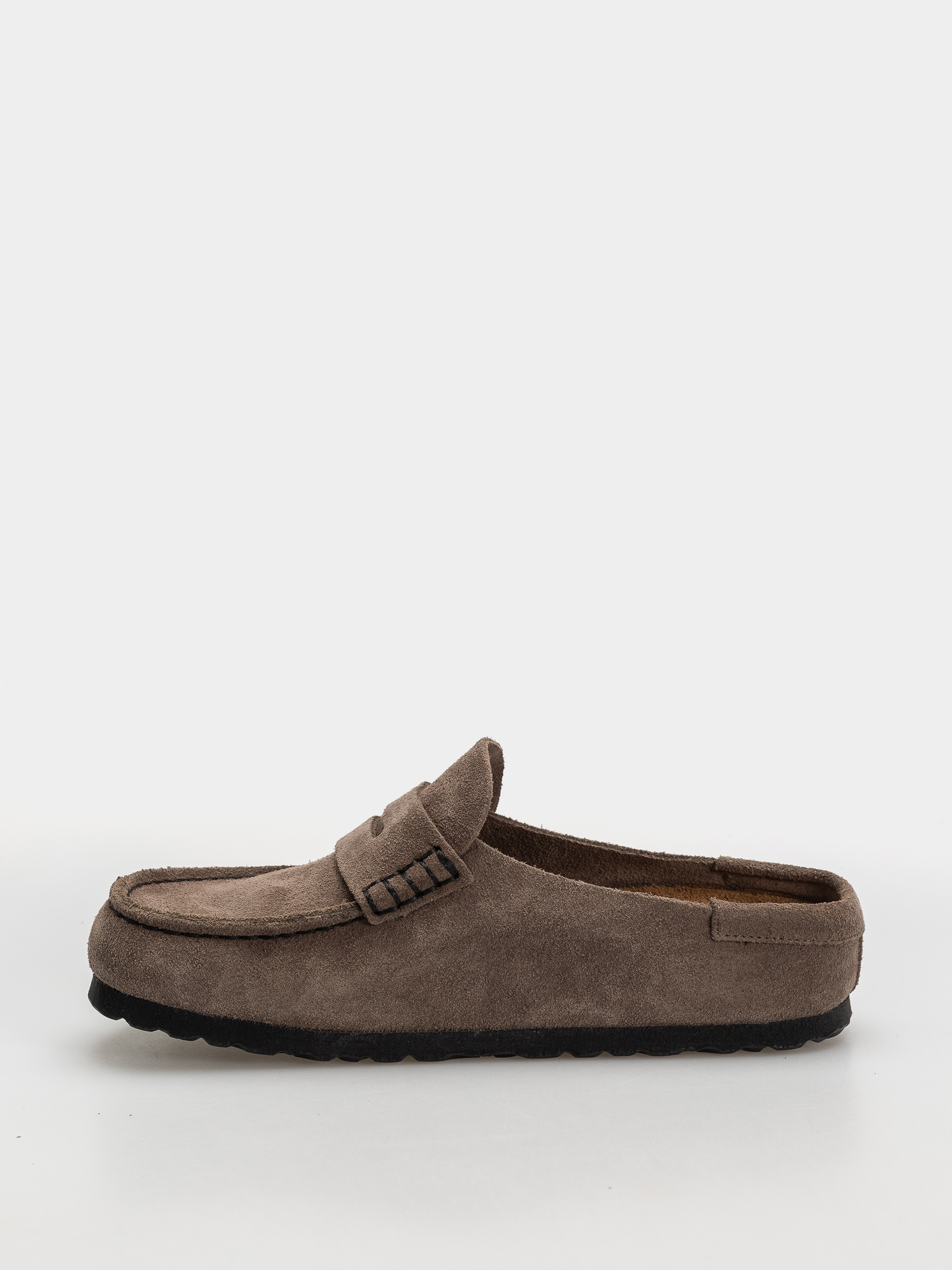 Klapki Birkenstock Naples Wrapped Suede Leather Narrow (concrete gray)