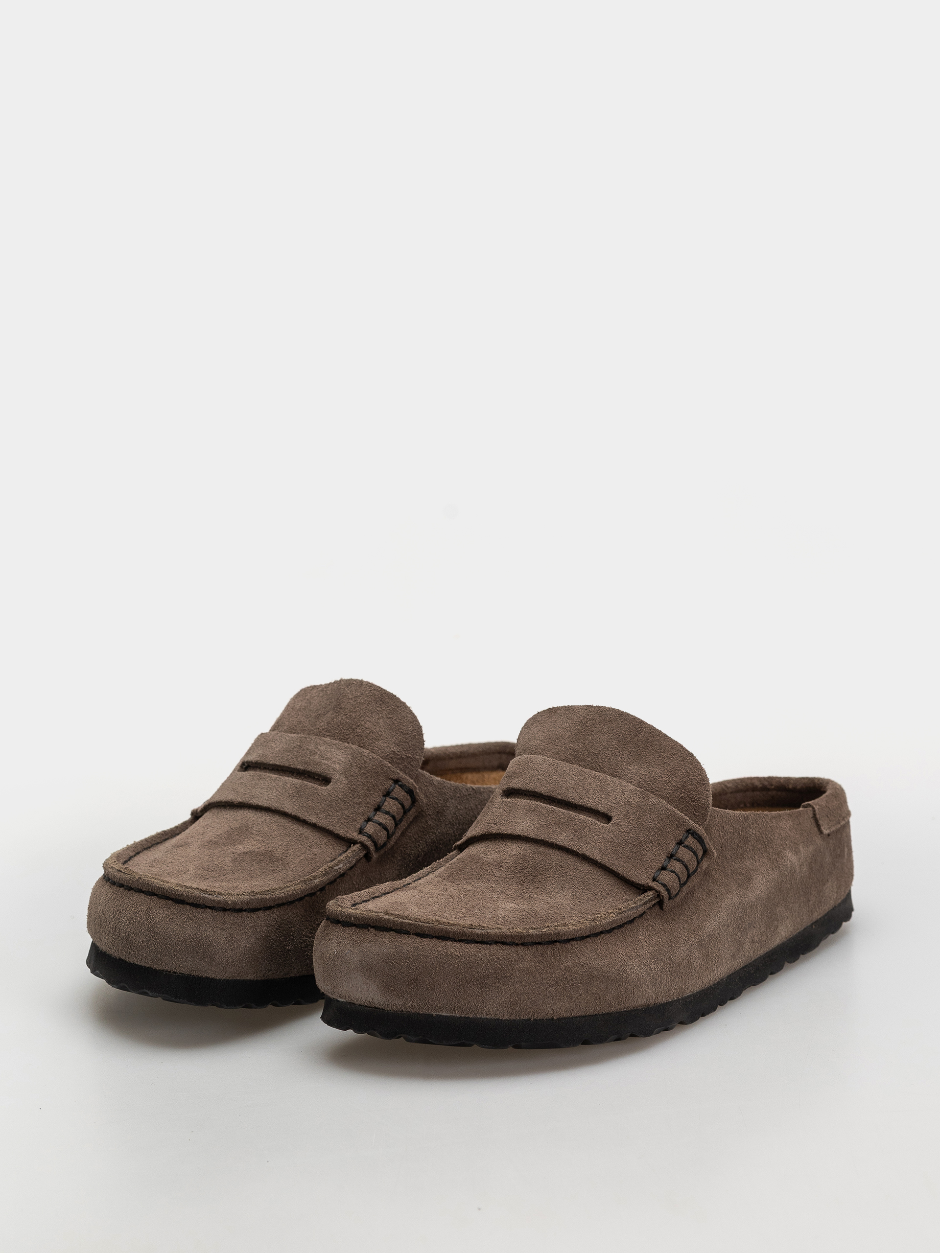 Klapki Birkenstock Naples Wrapped Suede Leather Narrow (concrete gray)
