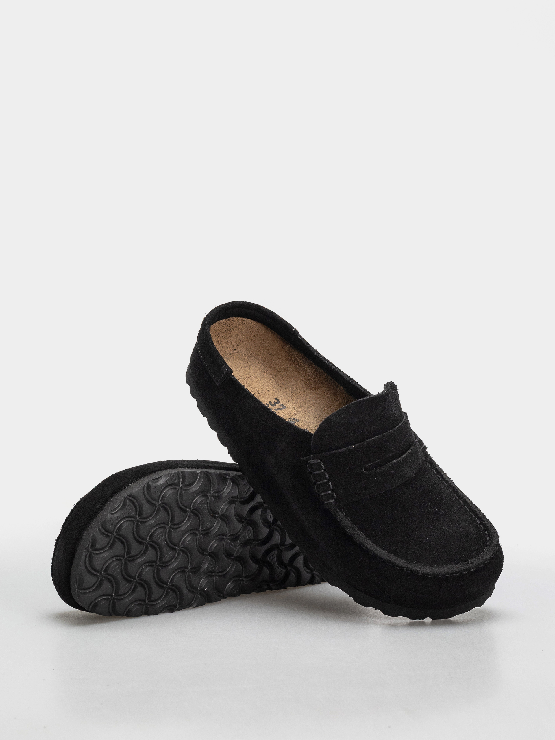 Klapki Birkenstock Naples Wrapped Suede Leather Narrow (black)