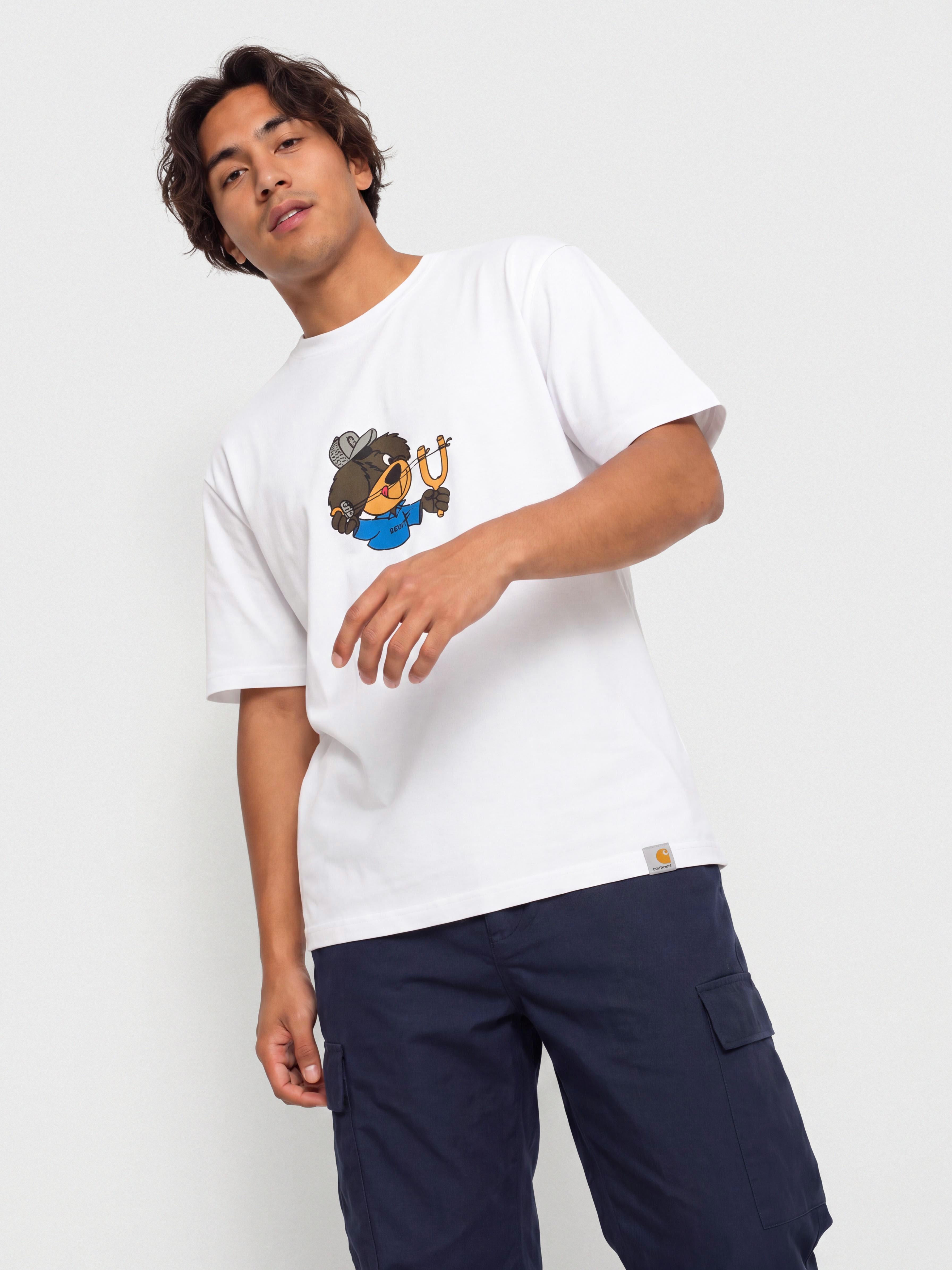 T-shirt Carhartt WIP Slingshot (white/heavy enzyme wash)