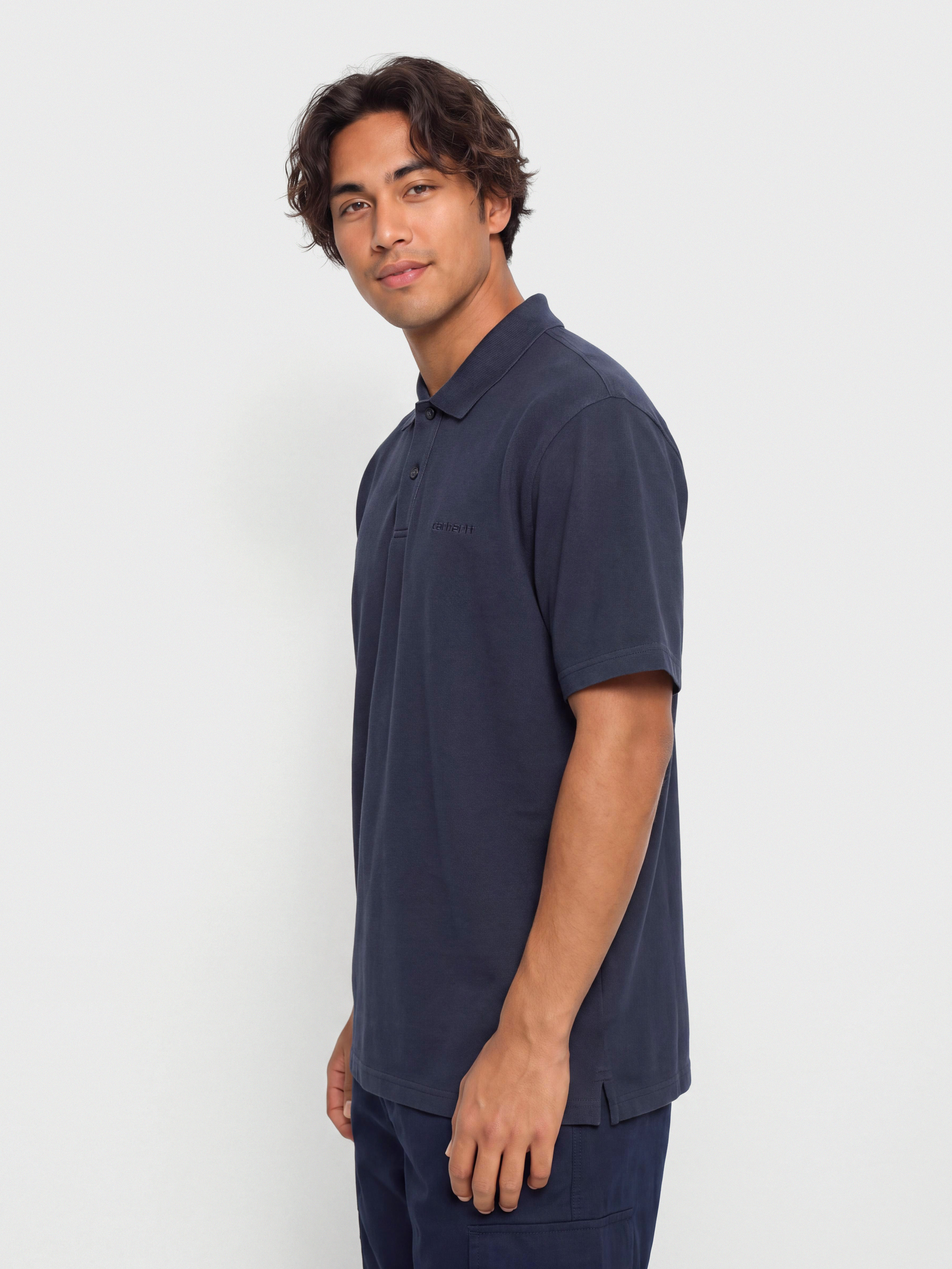 T-shirt Carhartt WIP Wayne Polo (dark navy/garment dyed)