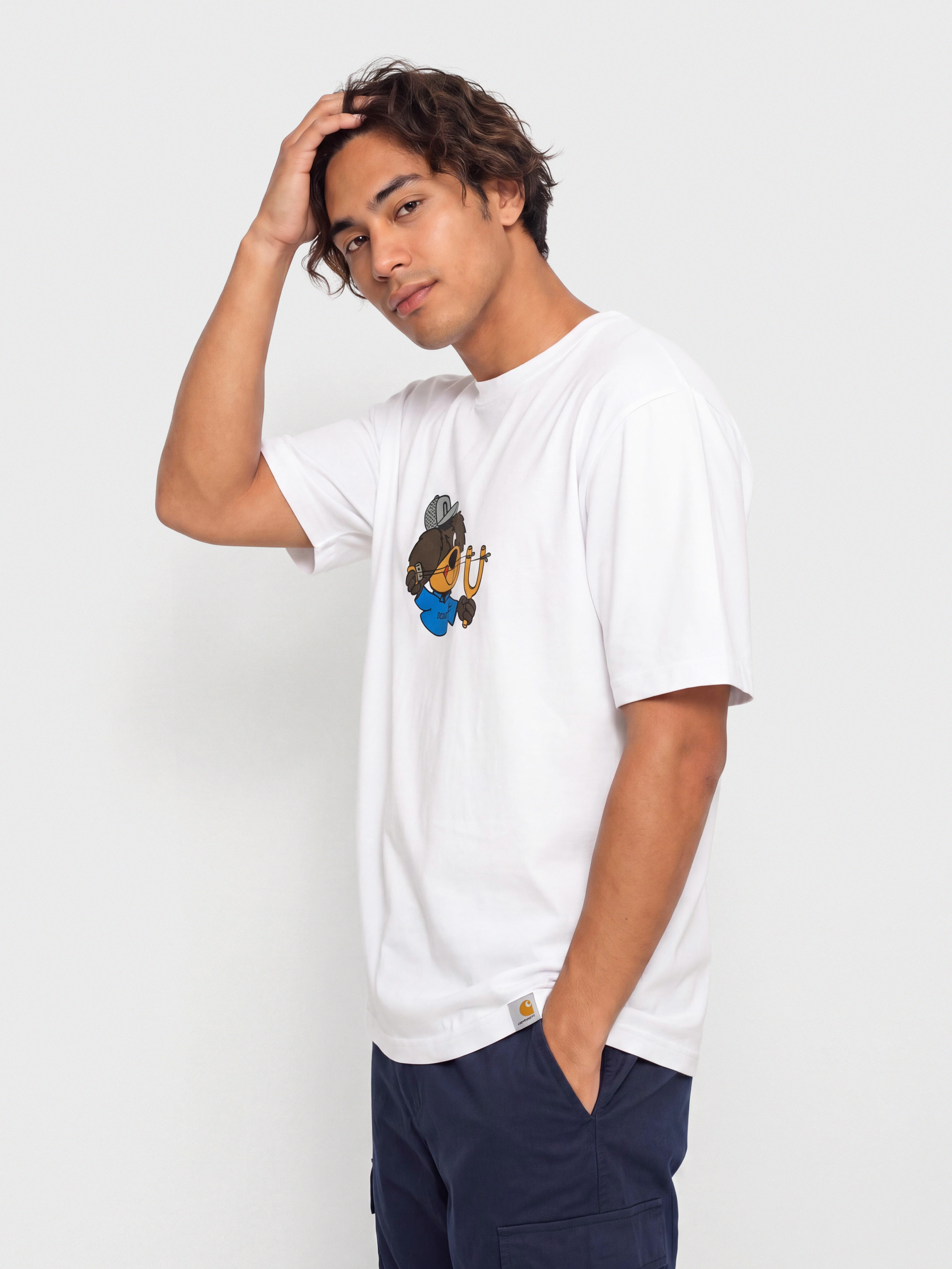 T-shirt Carhartt WIP Slingshot (white/heavy enzyme wash)