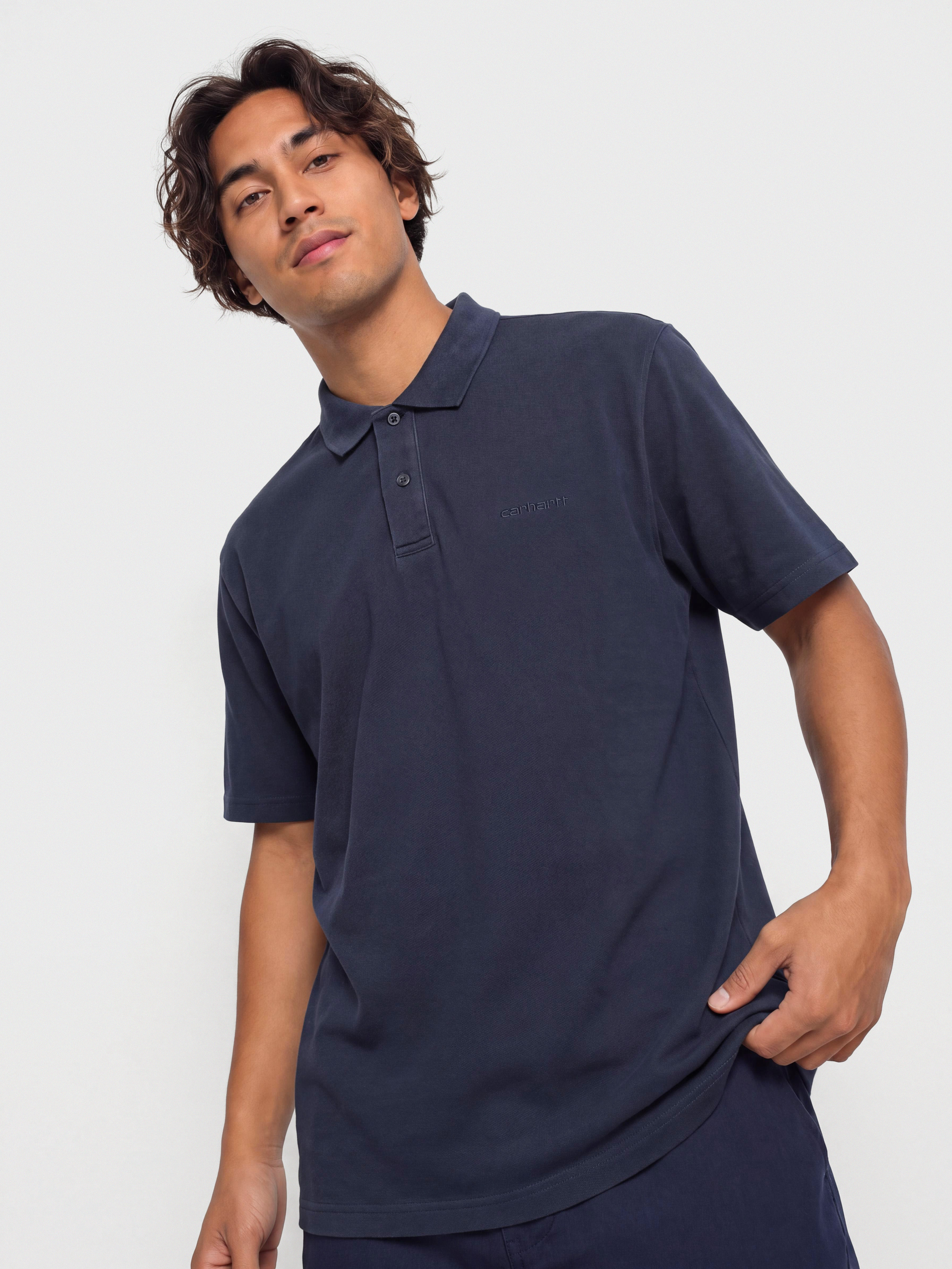T-shirt Carhartt WIP Wayne Polo (dark navy/garment dyed)