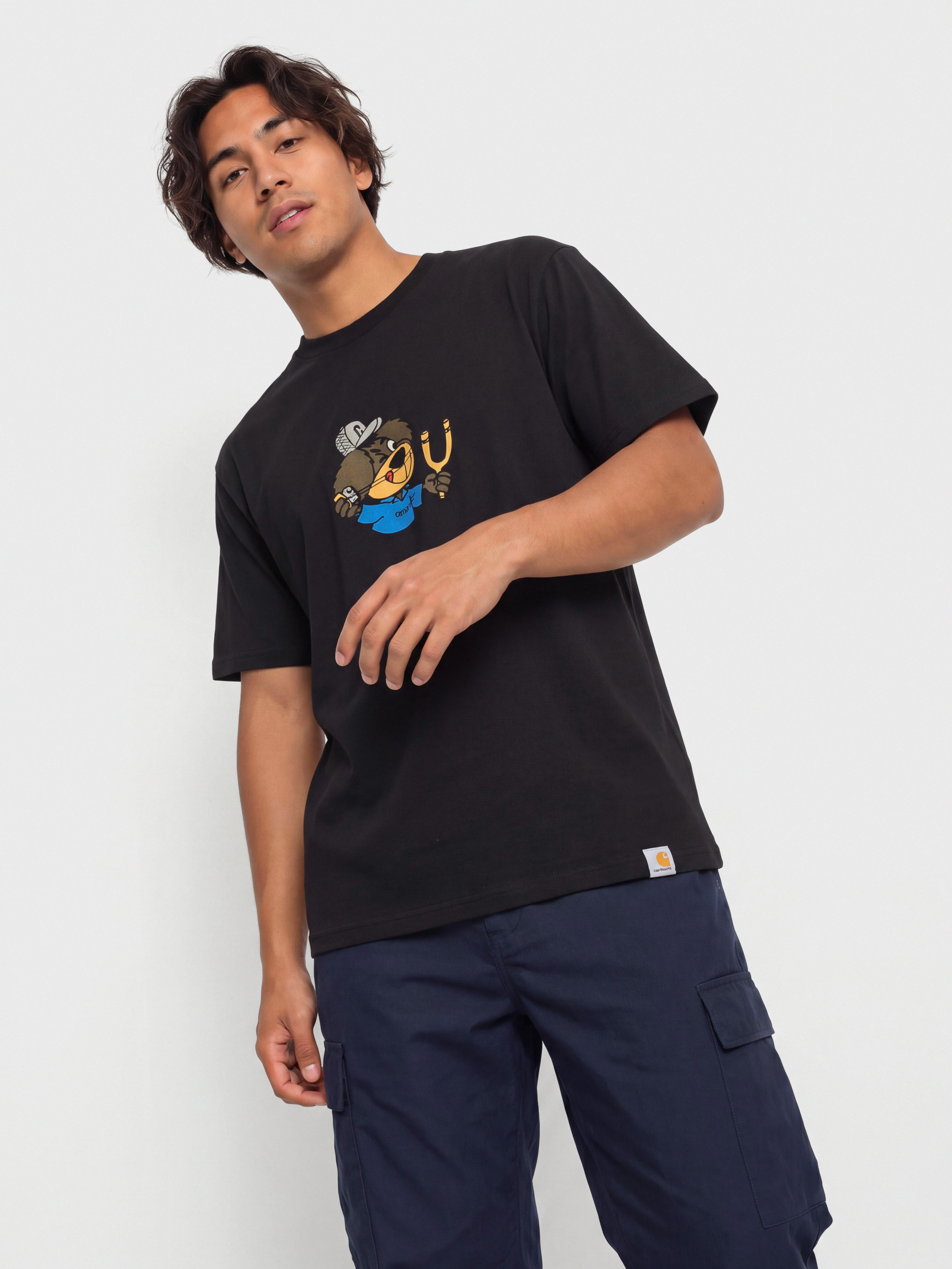 T-shirt Carhartt WIP Slingshot (black/heavy enzyme wash)