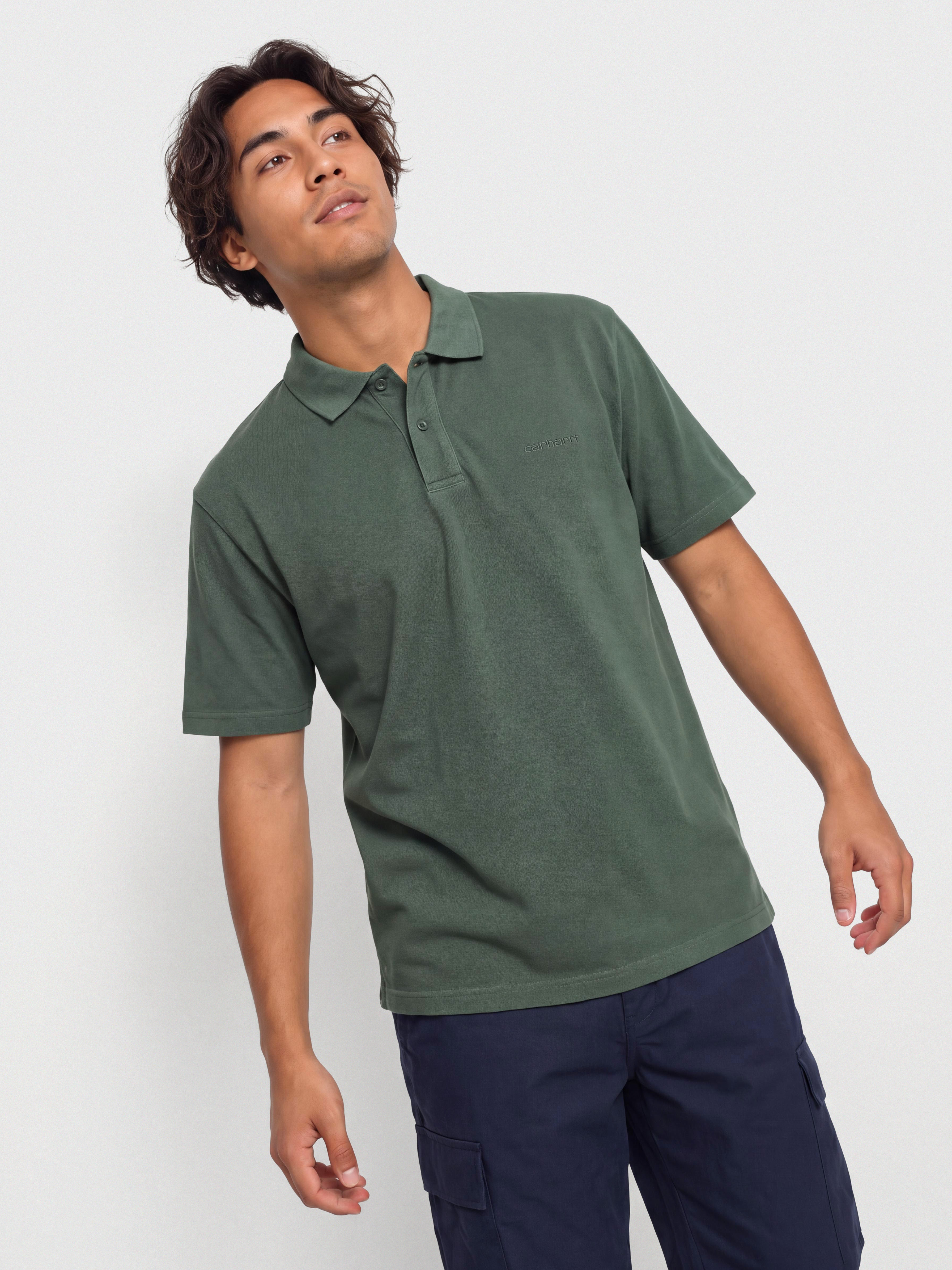 T-shirt Carhartt WIP Wayne Polo (dark scarab/garment dyed)