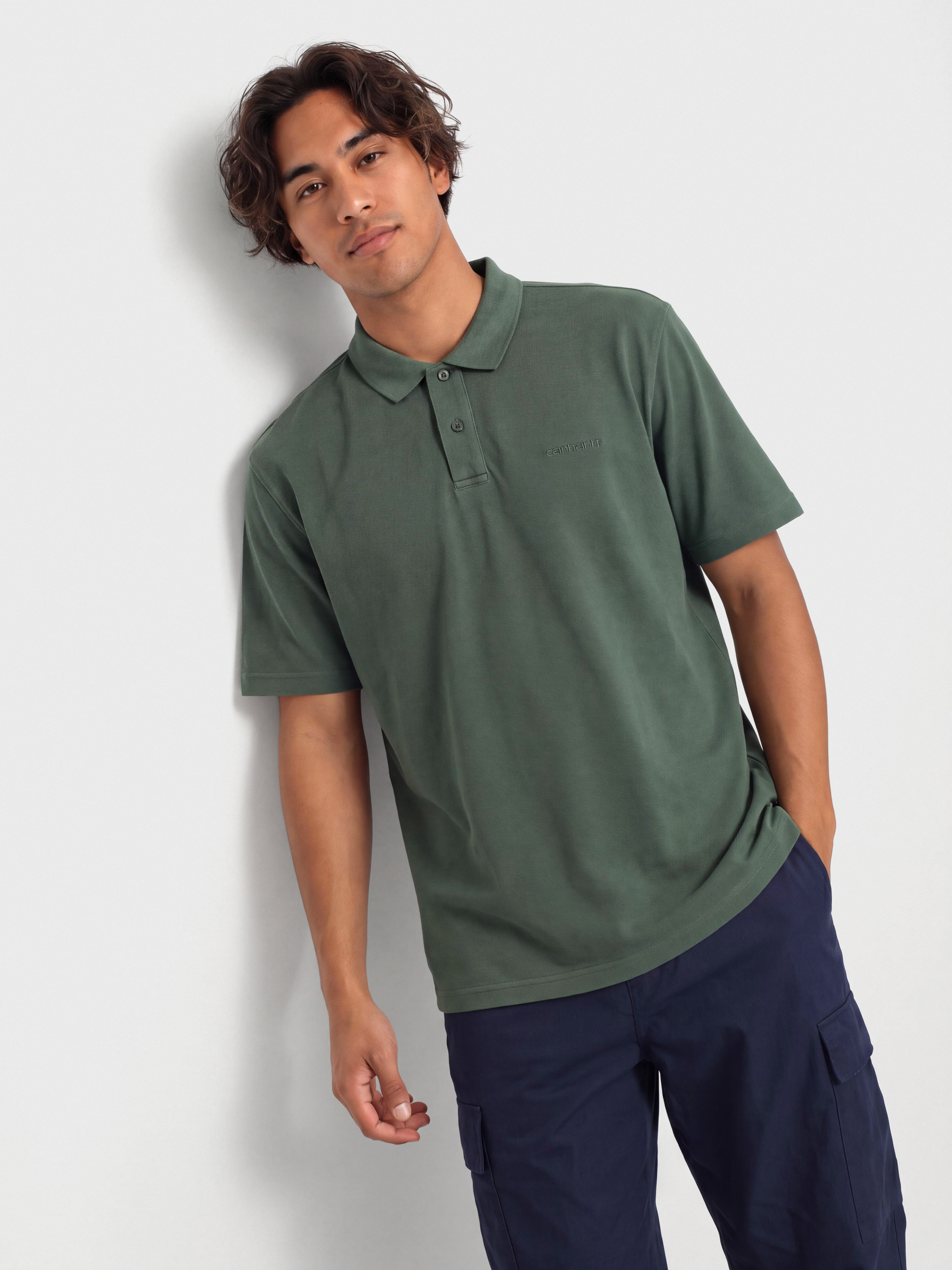 T-shirt Carhartt WIP Wayne Polo (dark scarab/garment dyed)