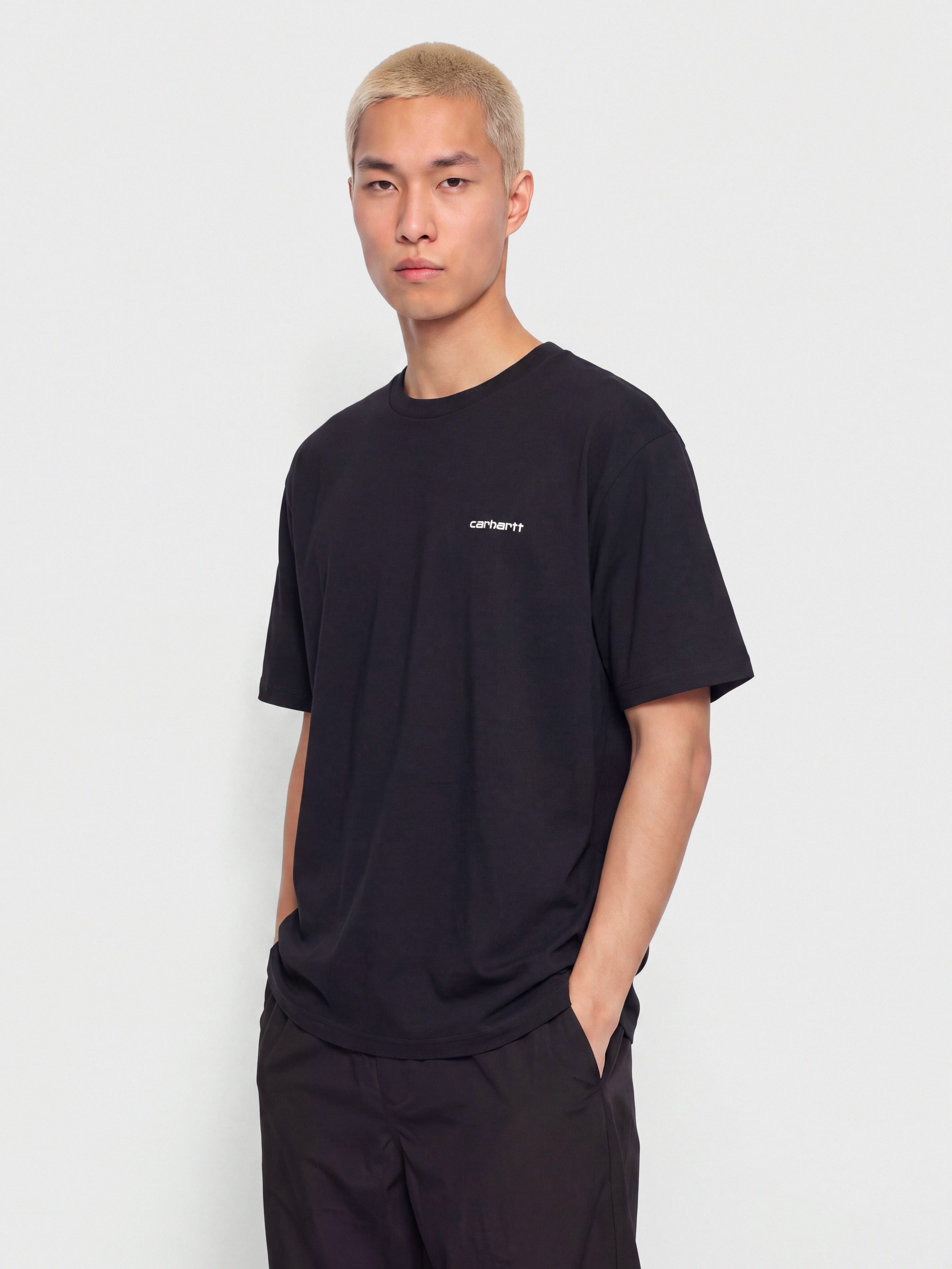 T-shirt Carhartt WIP Script Embroidery (dark navy/white)