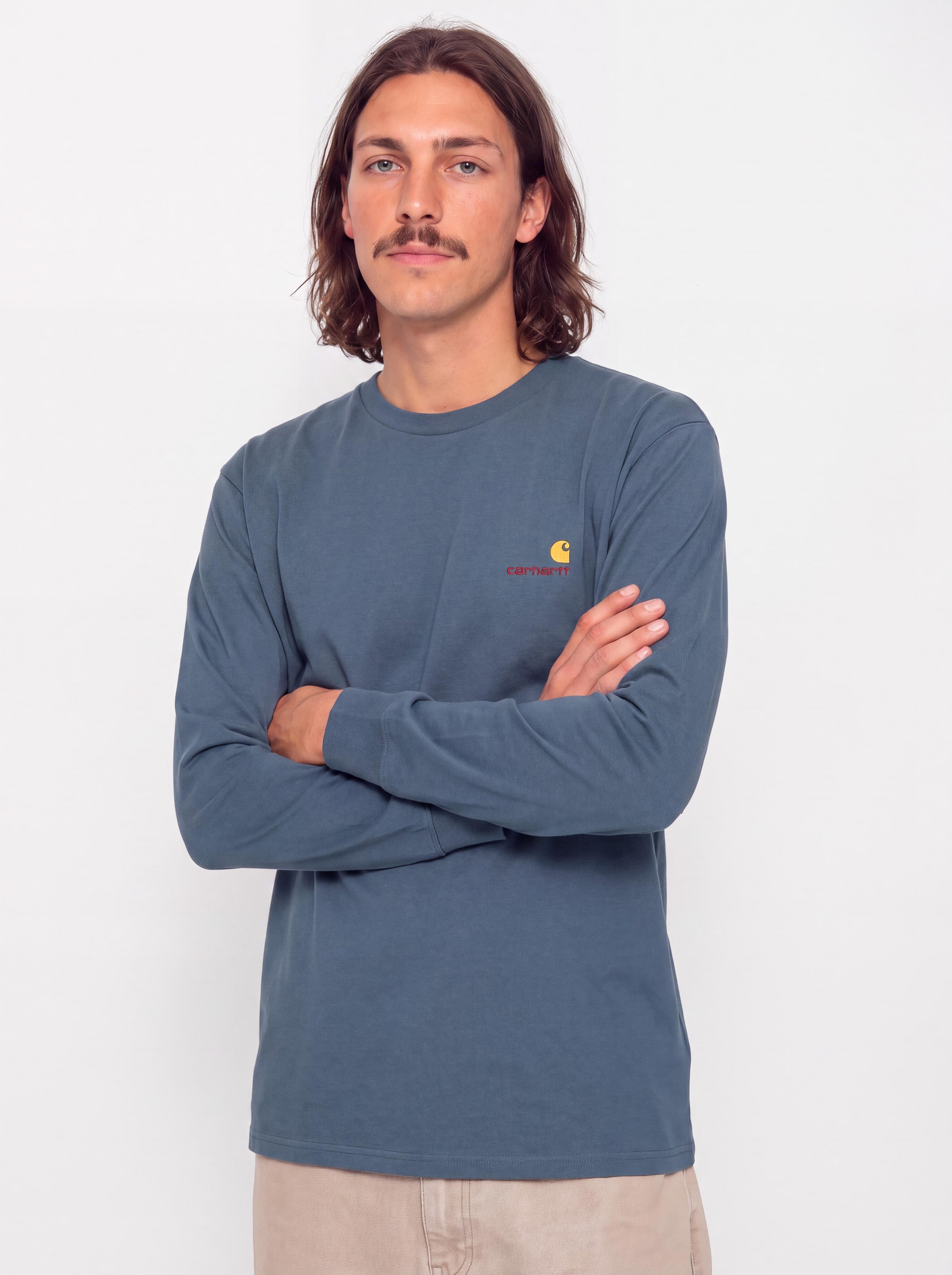 Longsleeve Carhartt WIP American Script (office blue)