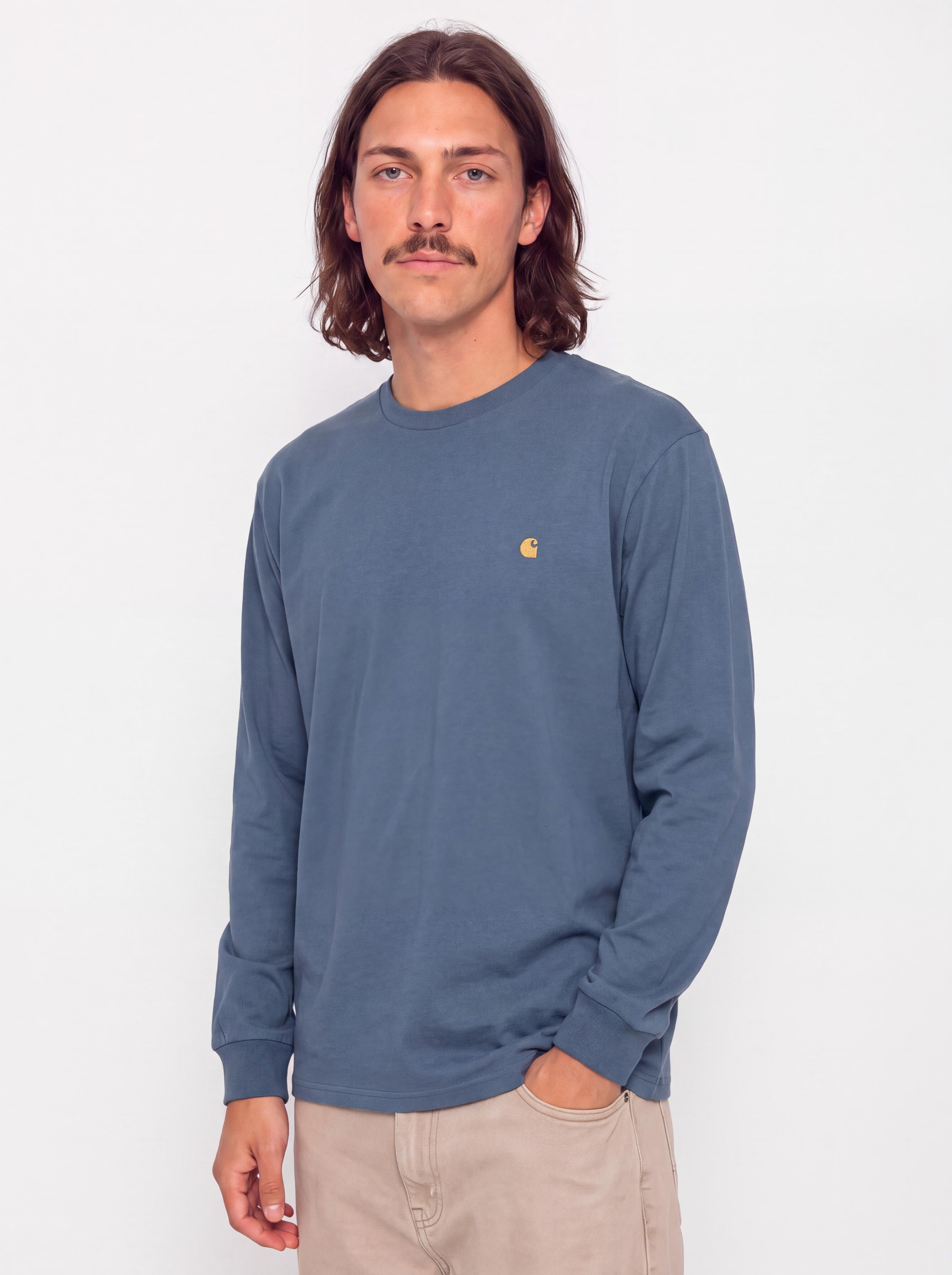 Longsleeve Carhartt WIP Chase (icesheet/gold)