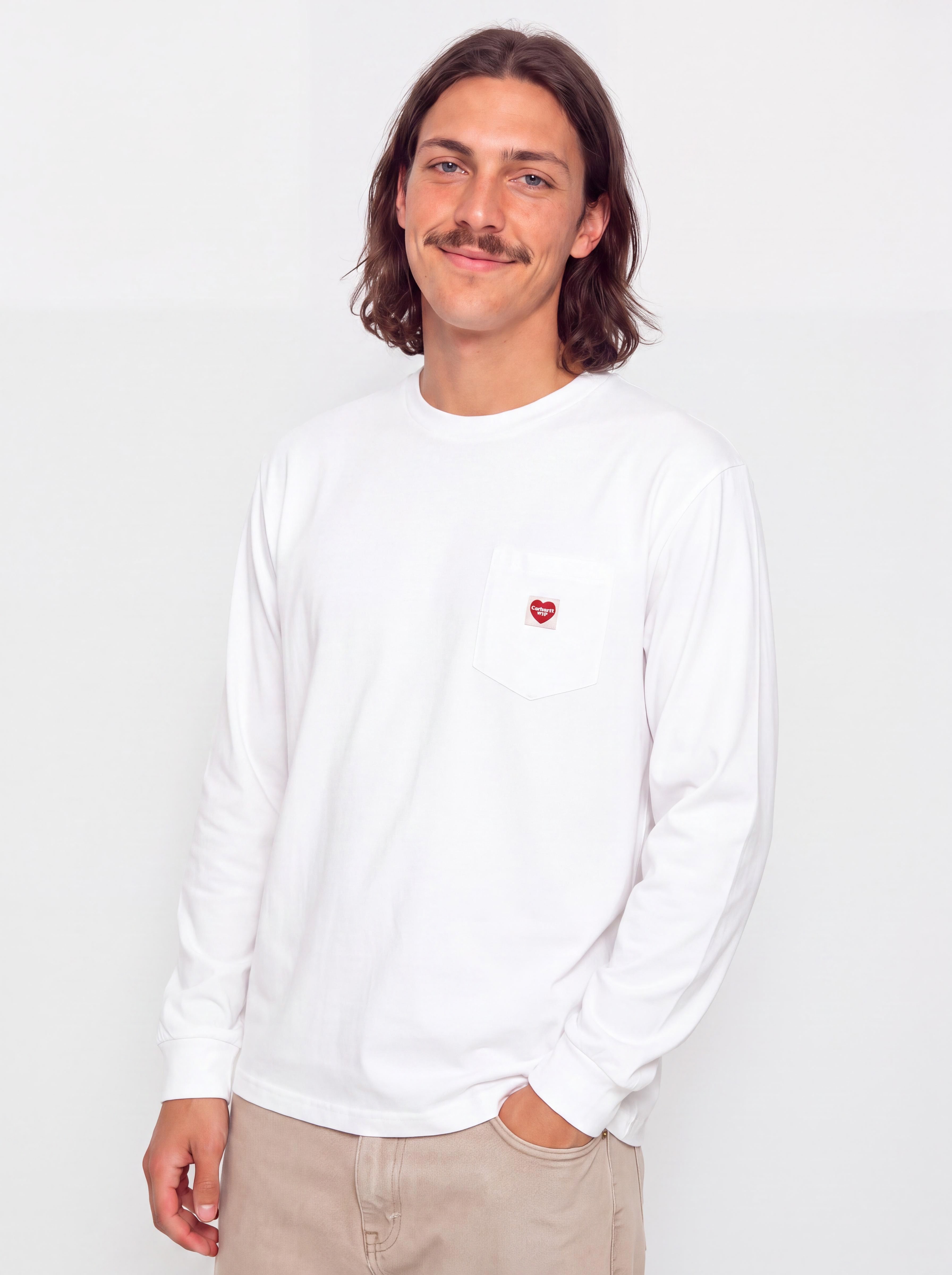 Longsleeve Carhartt WIP Pocket Small Heart Wmn (white/red)