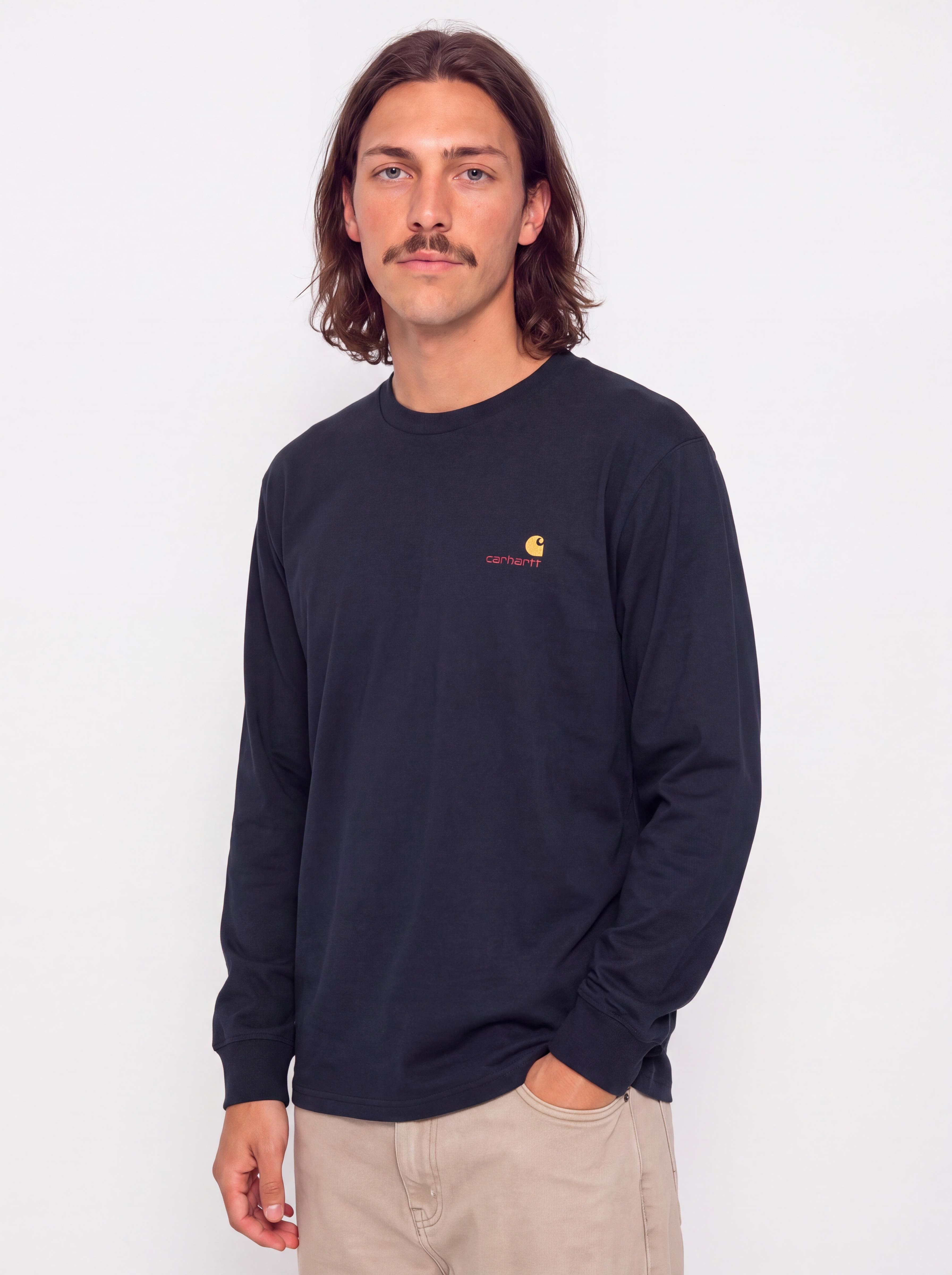 Longsleeve Carhartt WIP American Script (deep night)