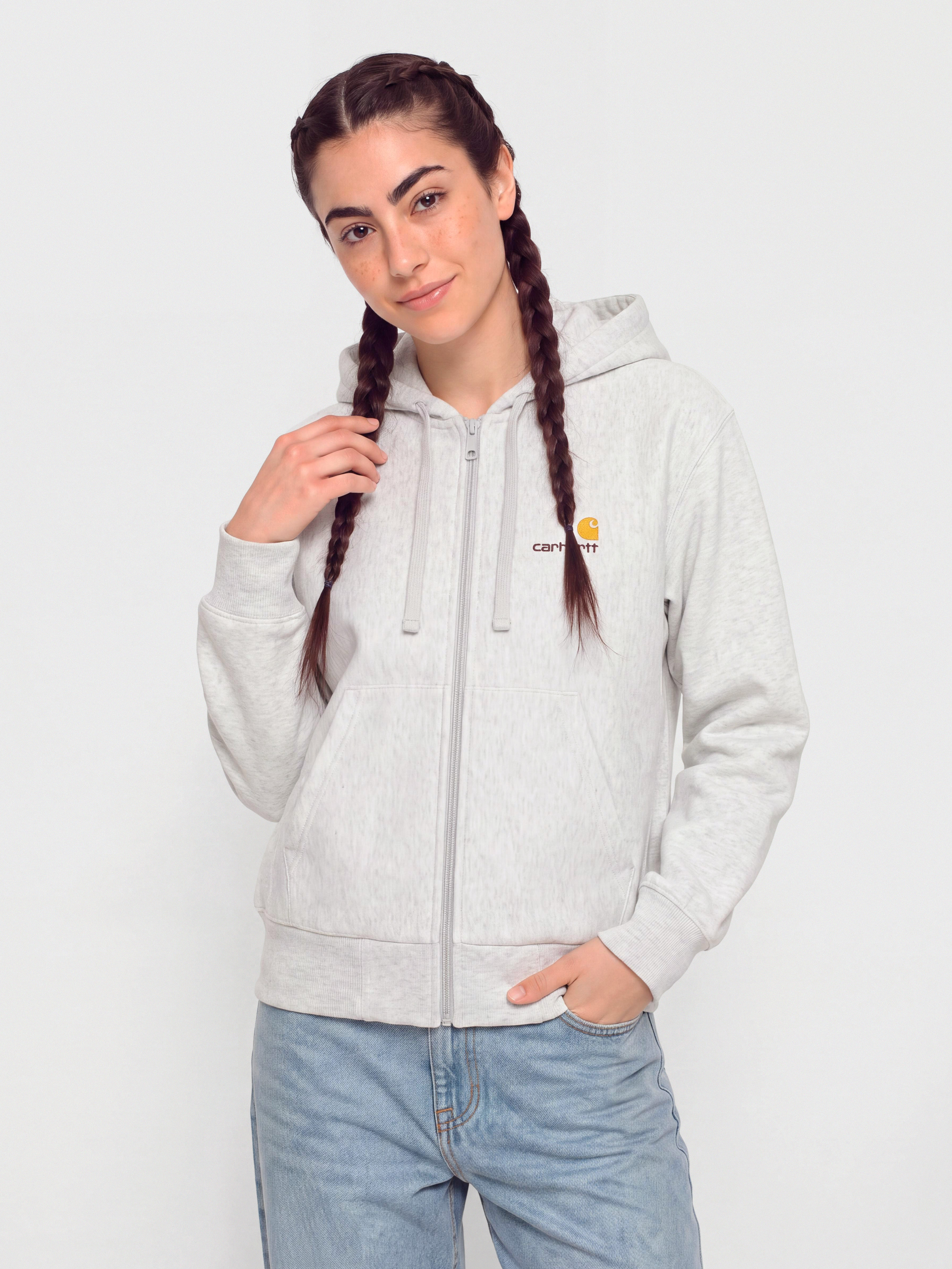 Bluza z kapturem Carhartt WIP American Script ZHD Wmn (ash heather)