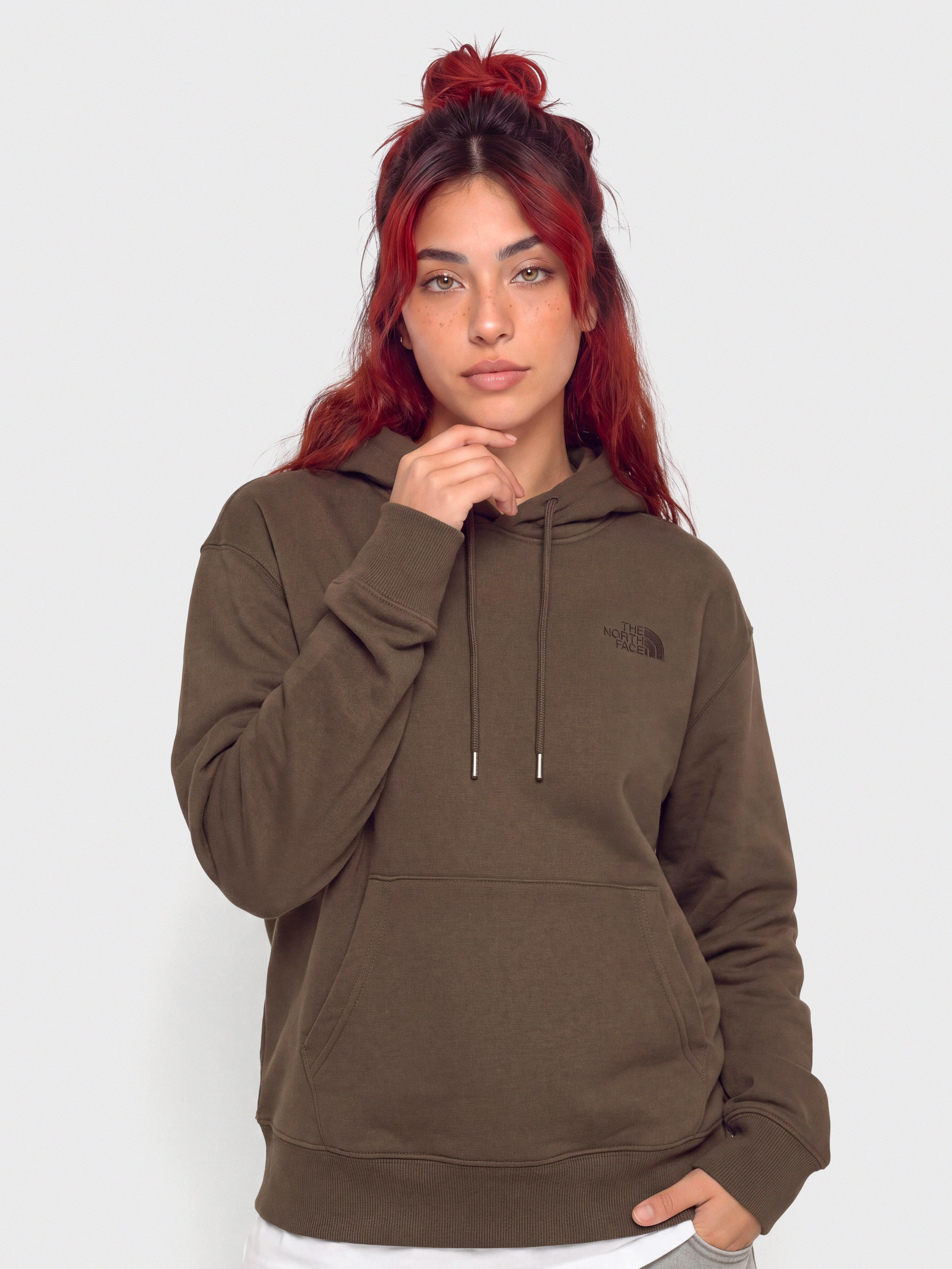 Bluza z kapturem The North Face Essential Simple Dome Boxy HD Wmn (smokey brown)