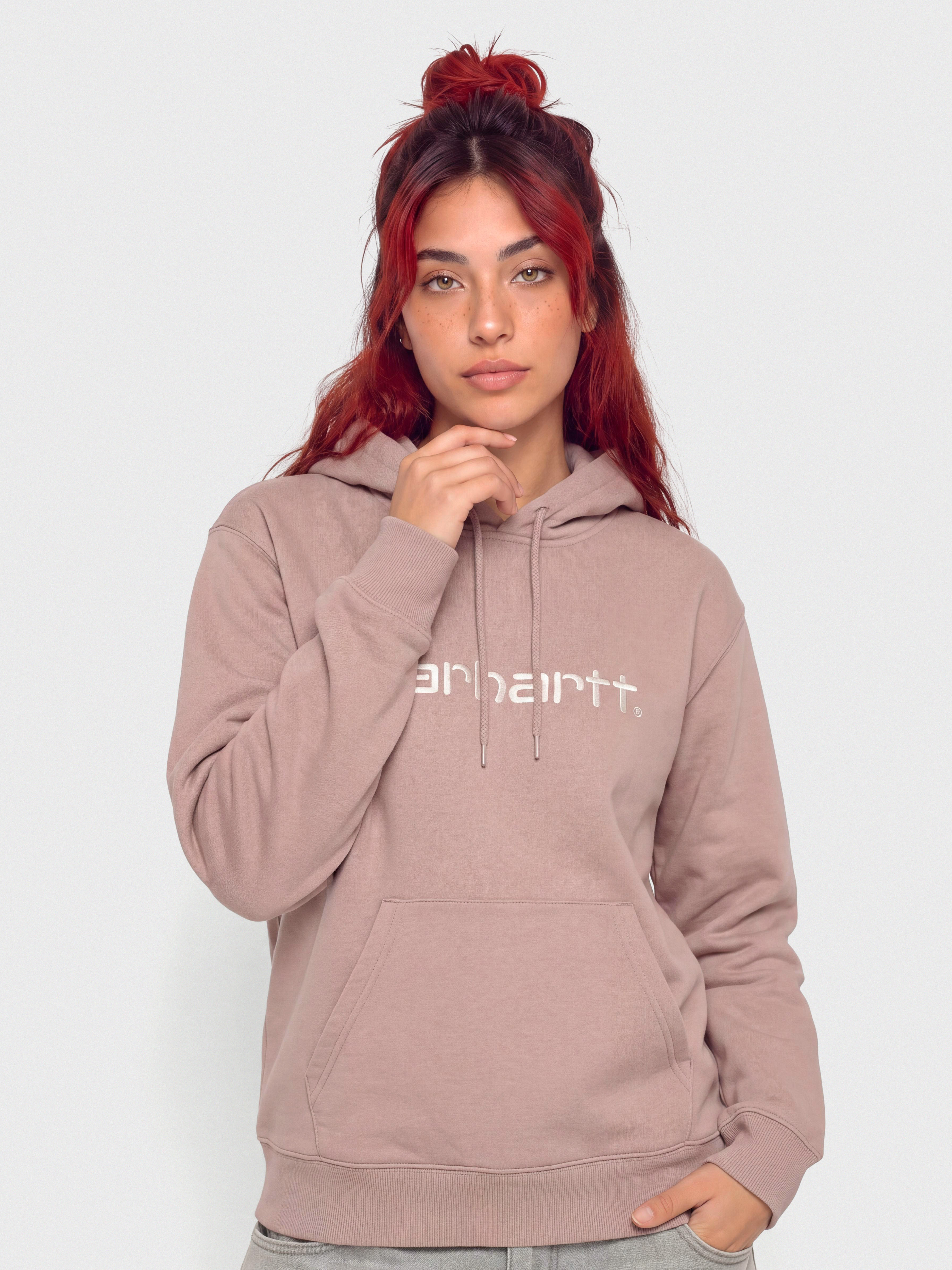 Bluza z kapturem Carhartt WIP Carhartt HD Wmn (gentle pink/cinnerus)