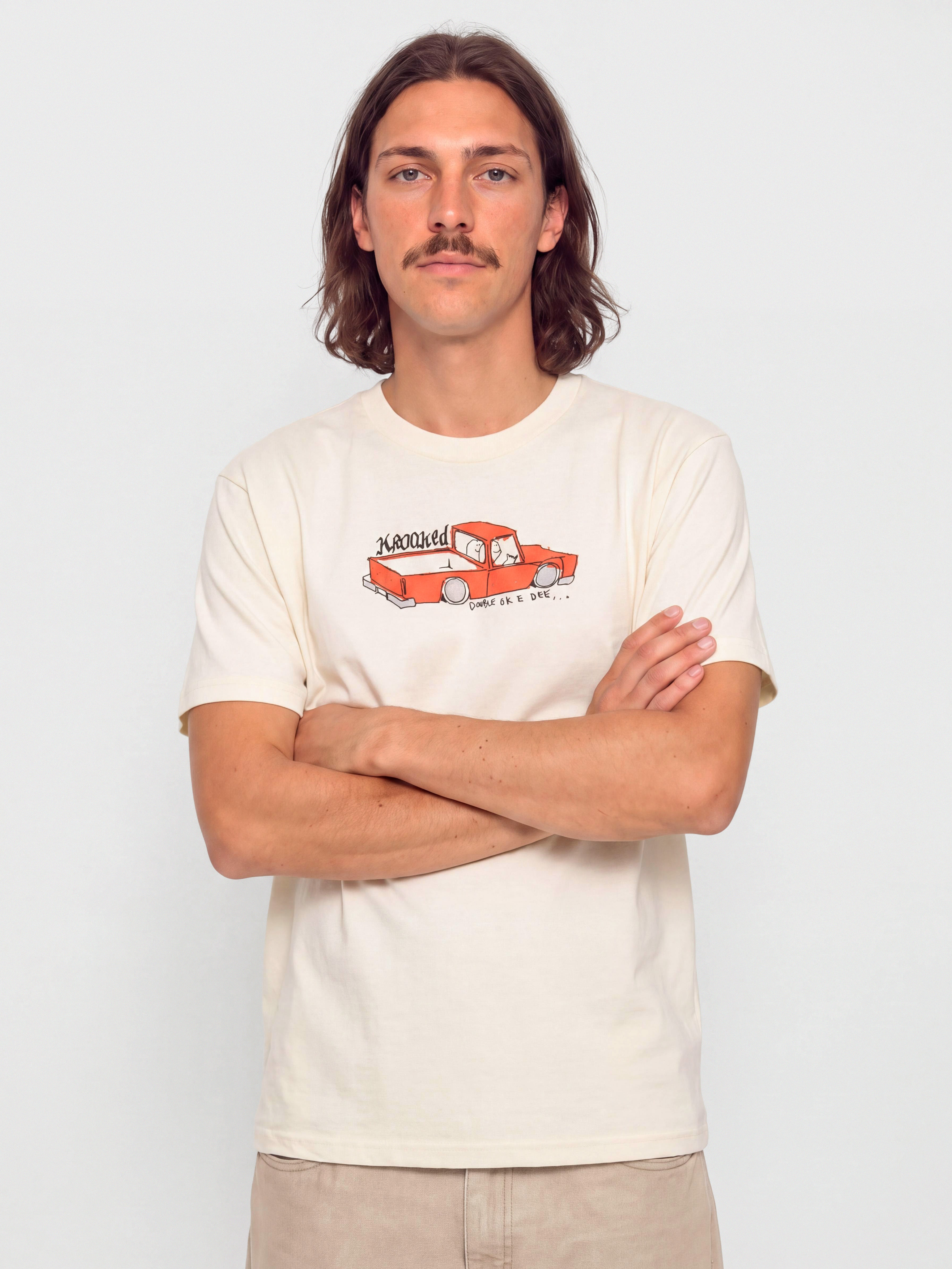 T-shirt Krooked Double Ok (cream w/multi color print)
