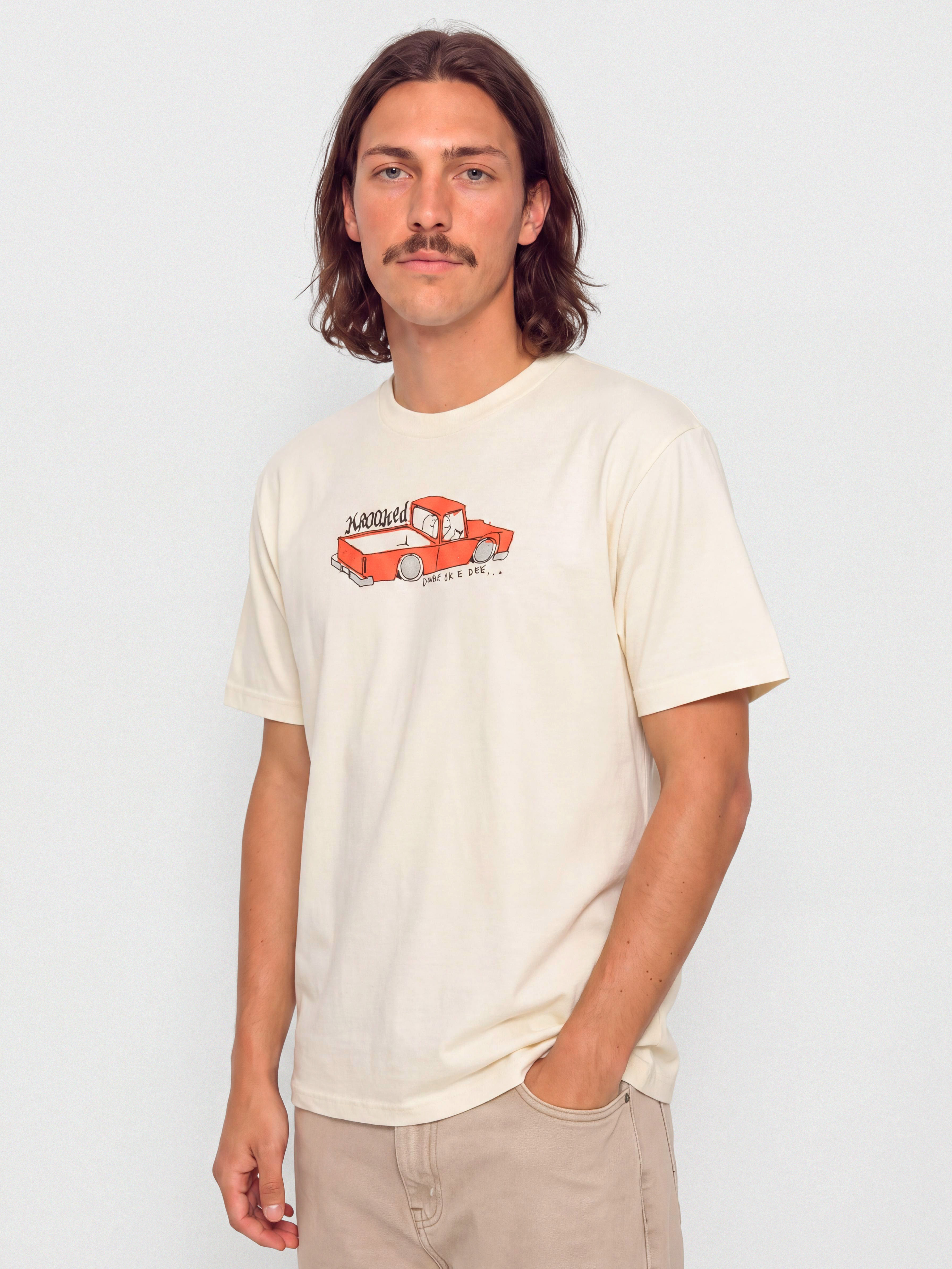 T-shirt Krooked Double Ok (cream w/multi color print)