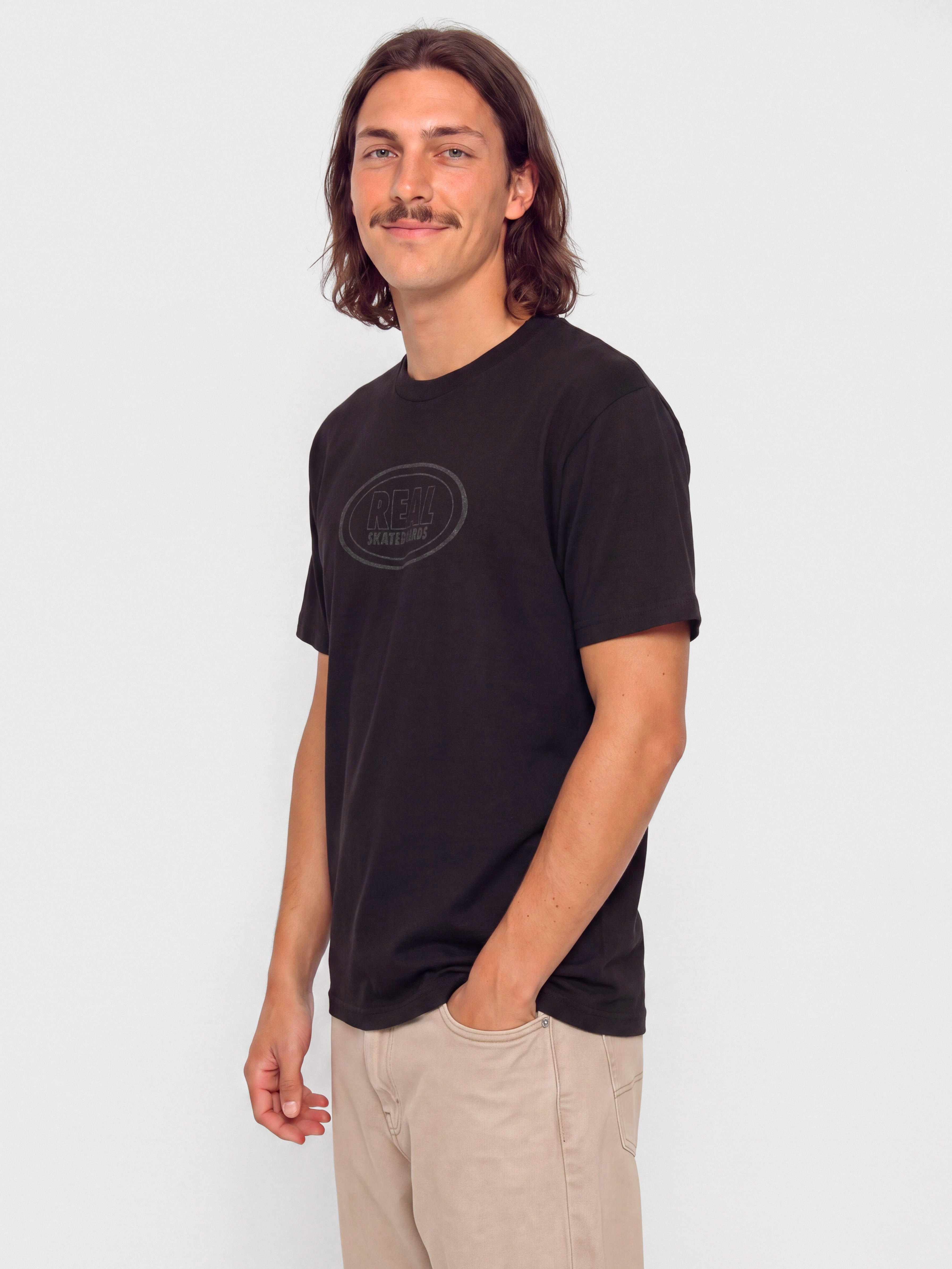 T-shirt Real Oval (black w/black tonal print)