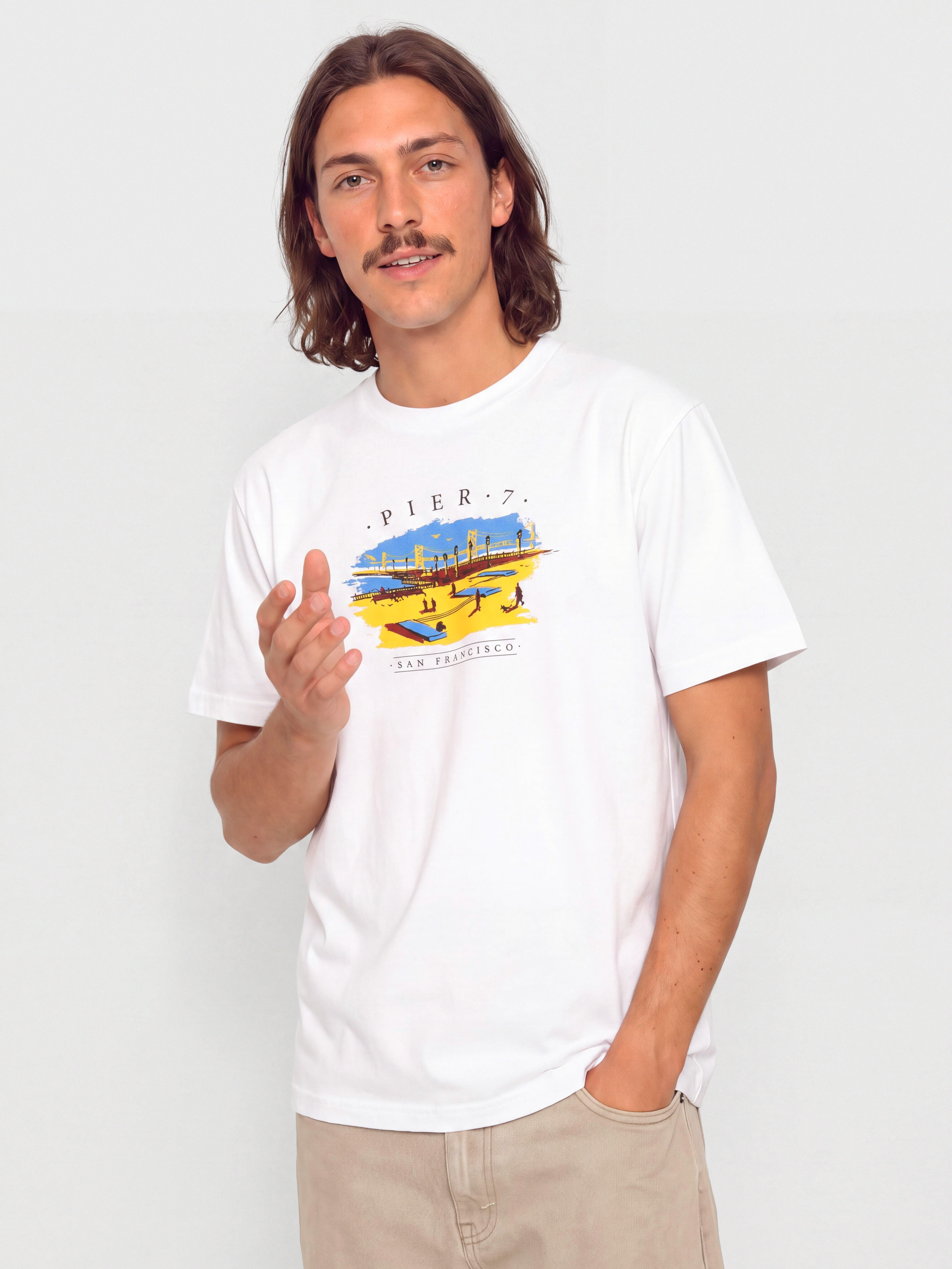T-shirt Real Pier 7 (white w/multi color print)
