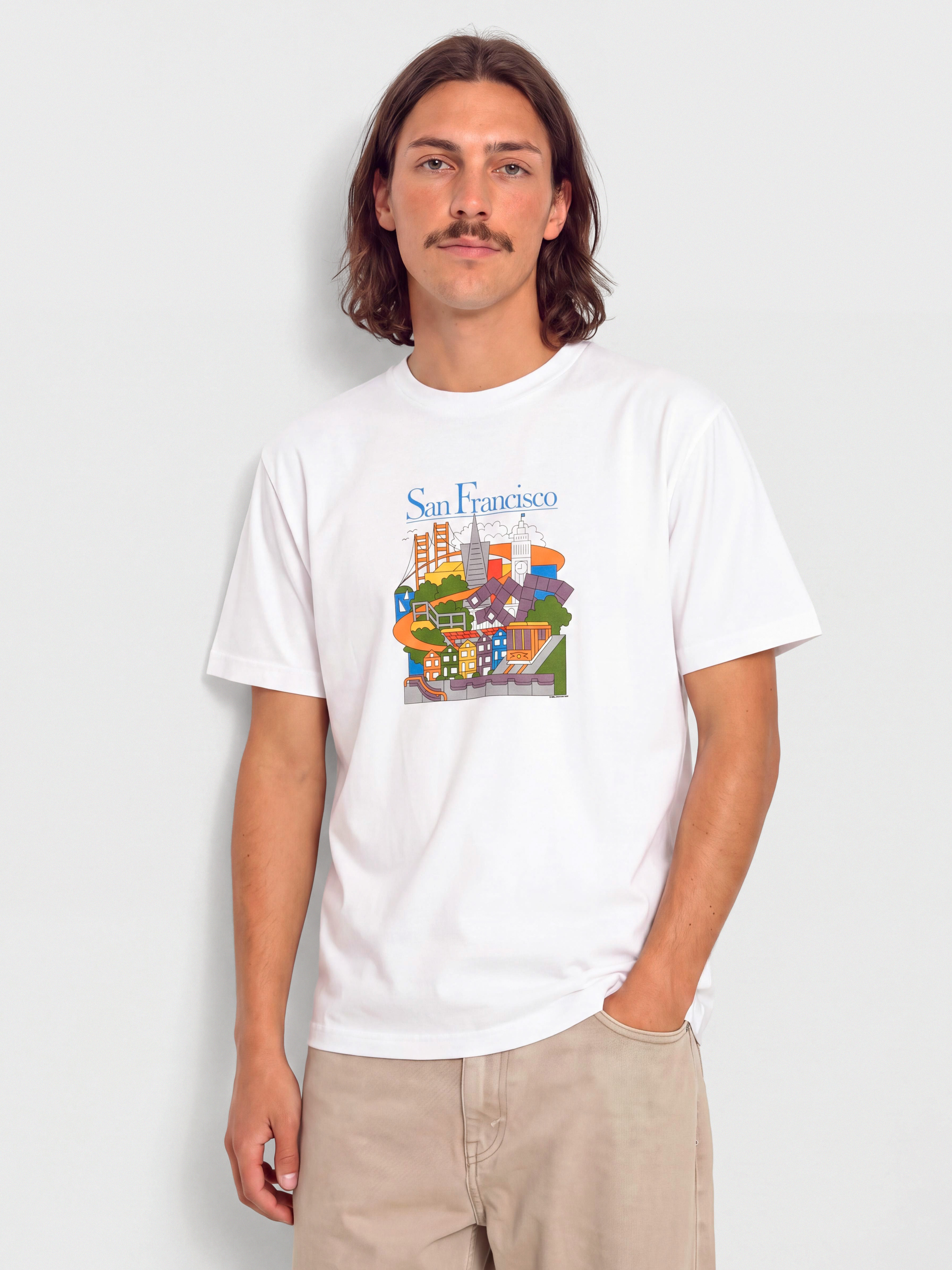 T-shirt Real Sf Travel (white w/multi color print)