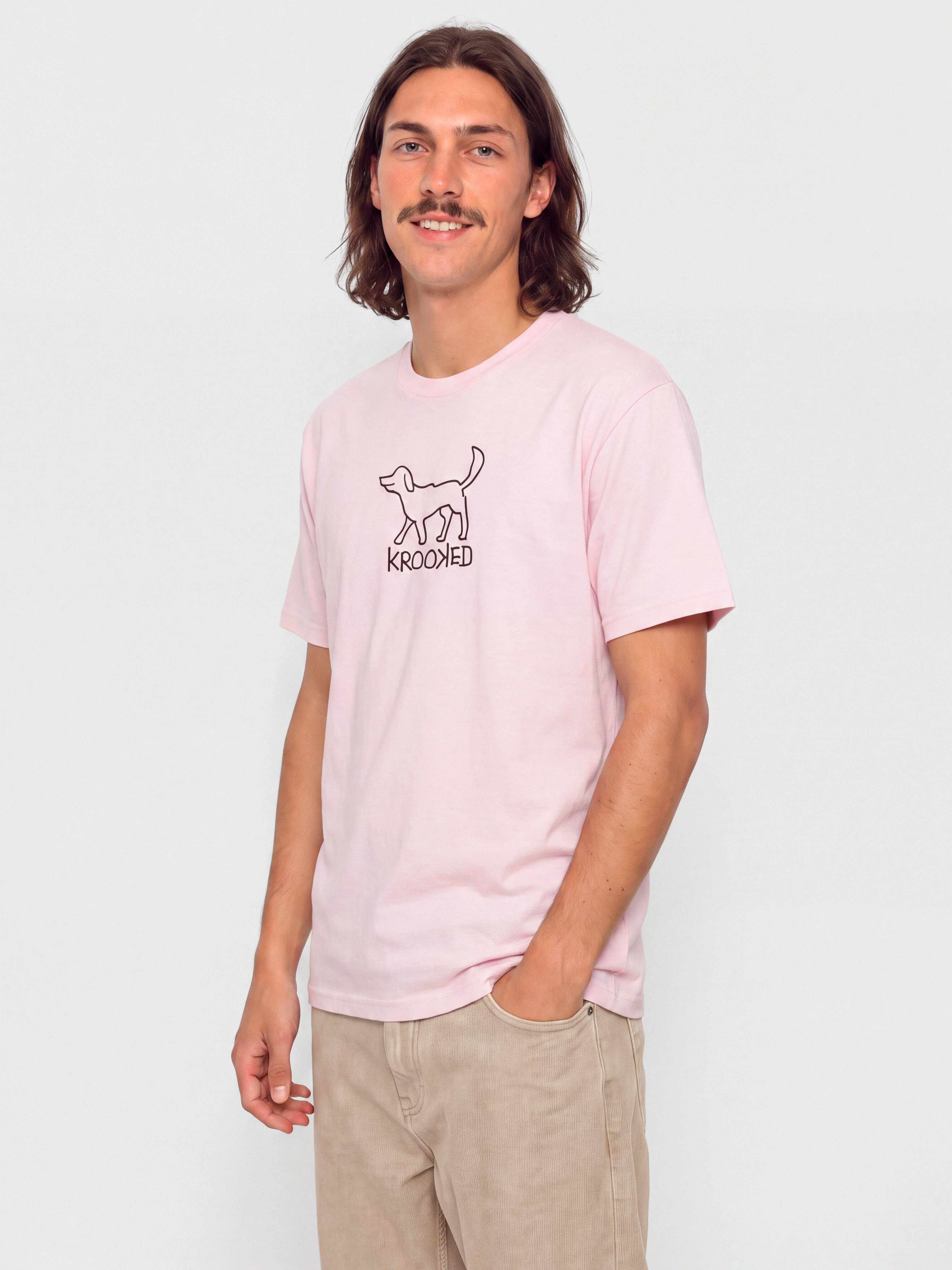 T-shirt Krooked El Perro (pink w/black print)