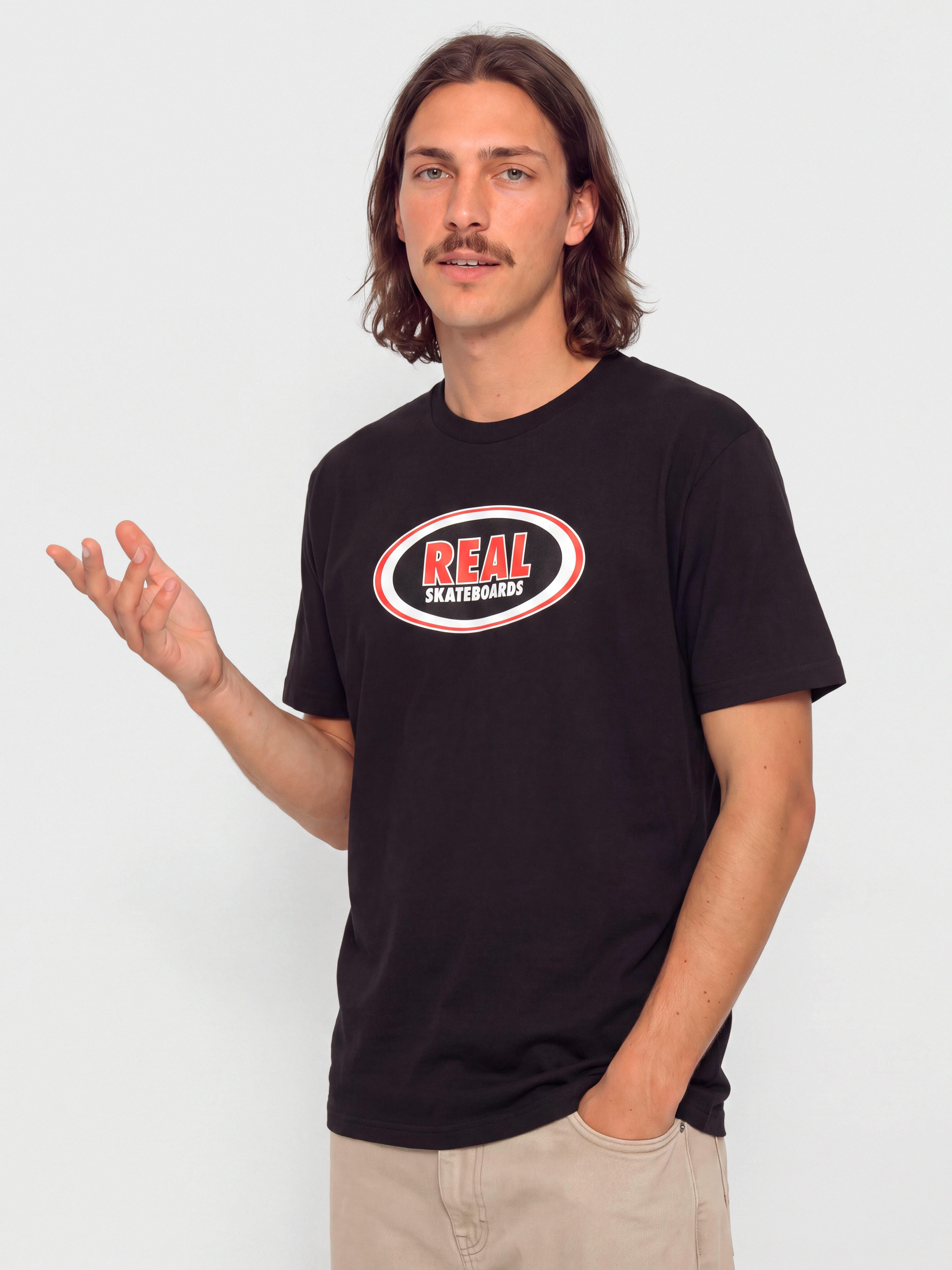 T-shirt Real Oval (black w/red white black print)