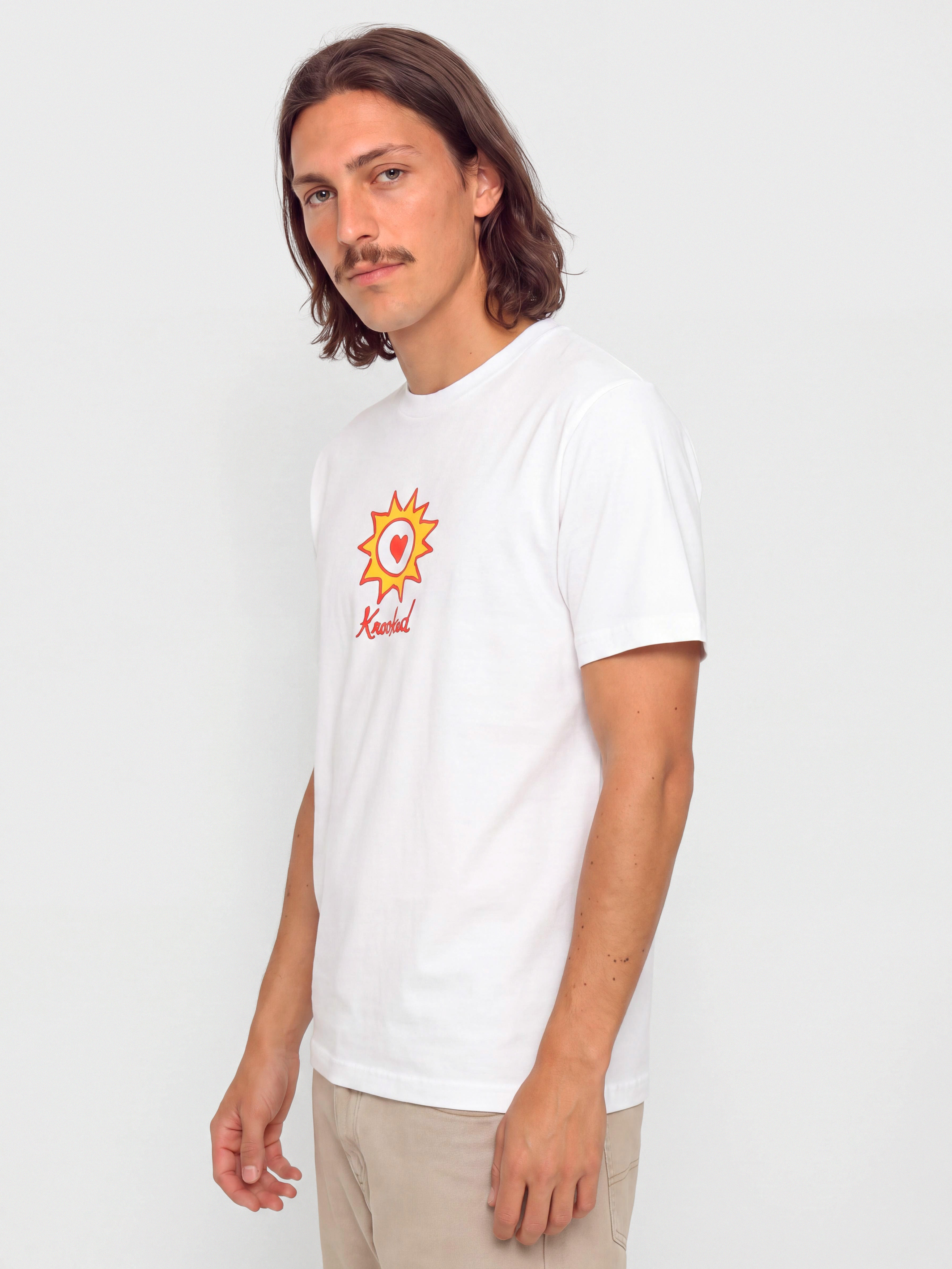 T-shirt Krooked Sun Heart (white w/red & yellow print)