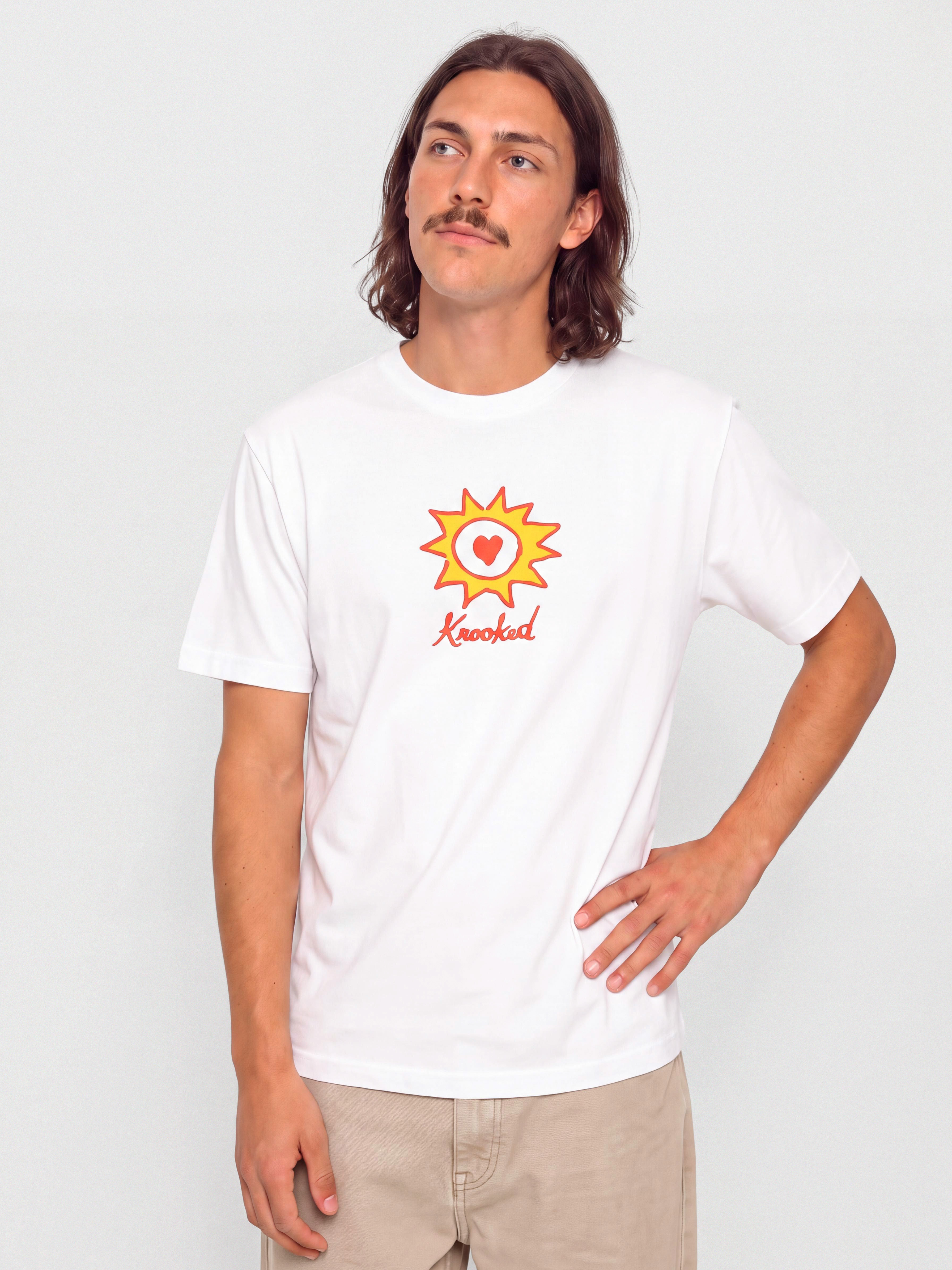 T-shirt Krooked Sun Heart (white w/red & yellow print)