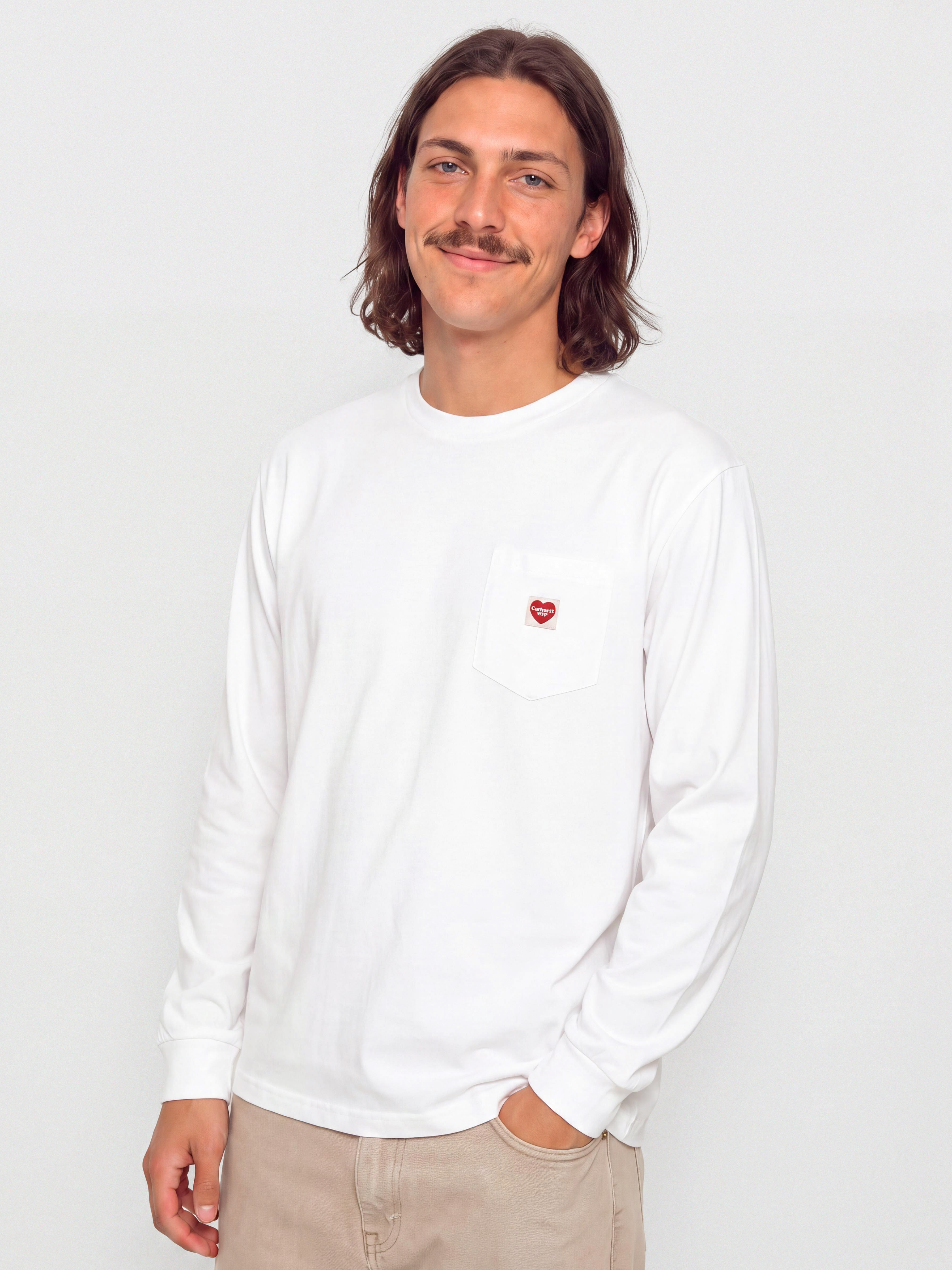 Longsleeve Carhartt WIP Pocket Small Heart Wmn (white/red)