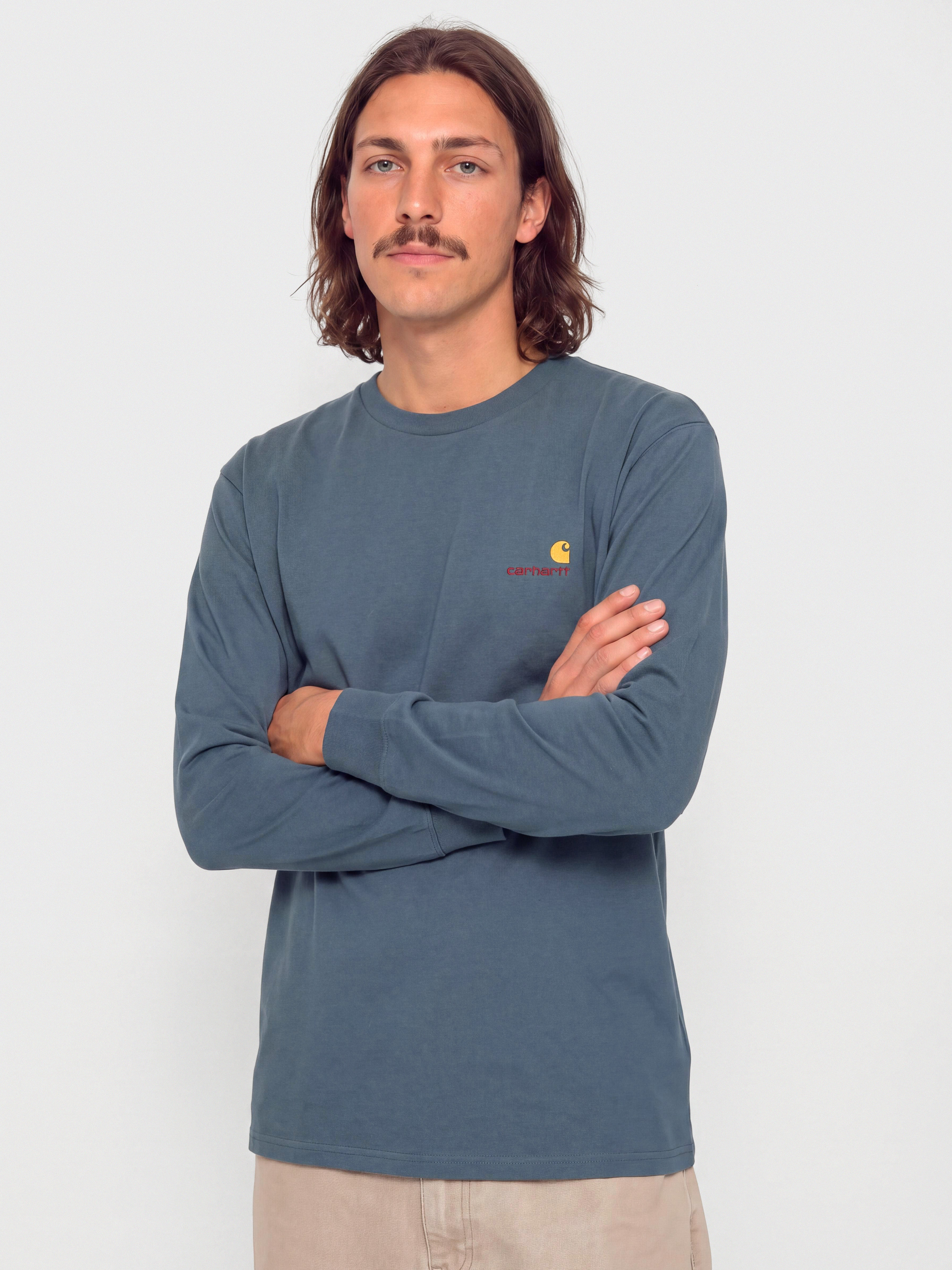 Longsleeve Carhartt WIP American Script (office blue)