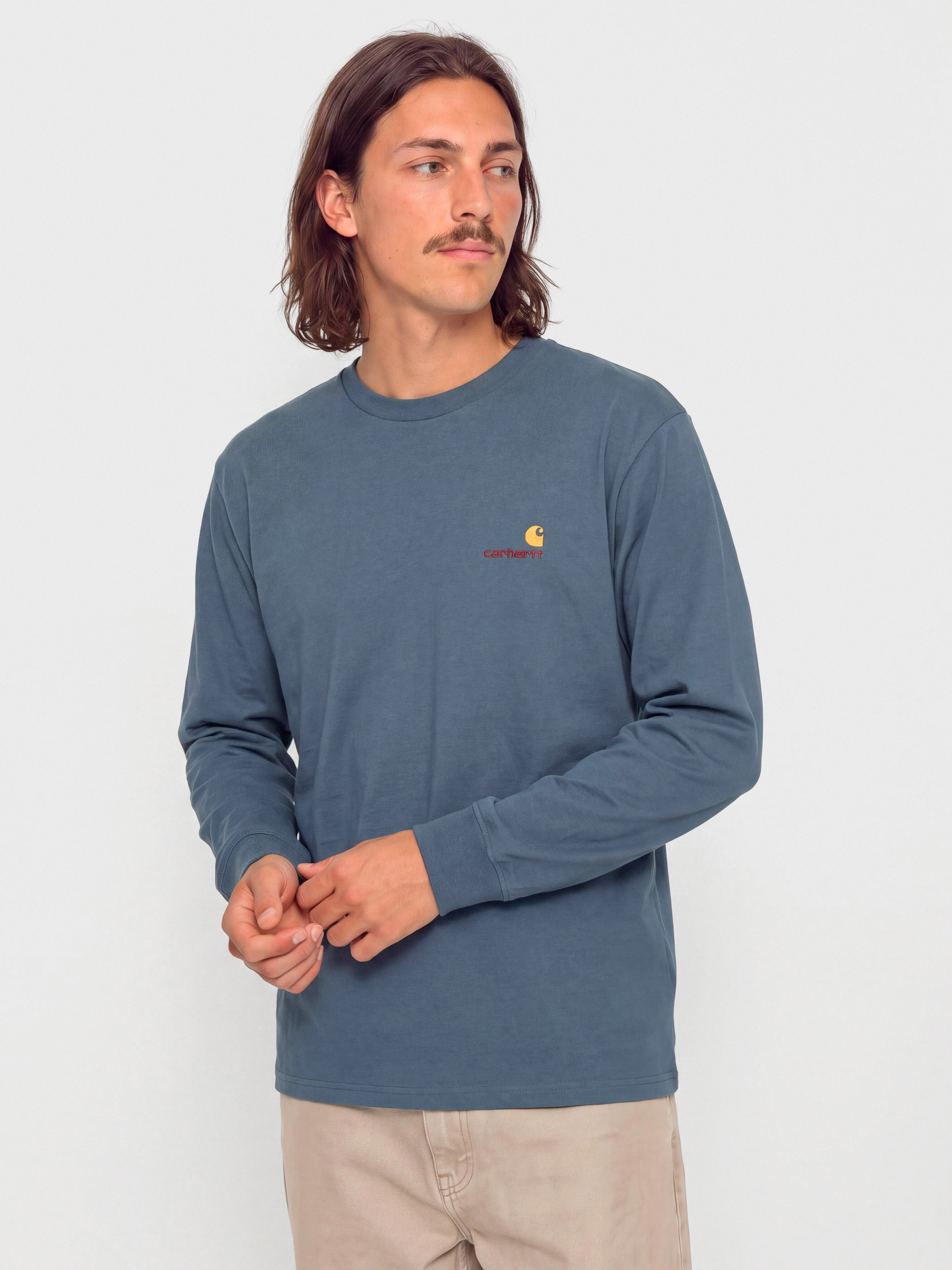 Longsleeve Carhartt WIP American Script (office blue)