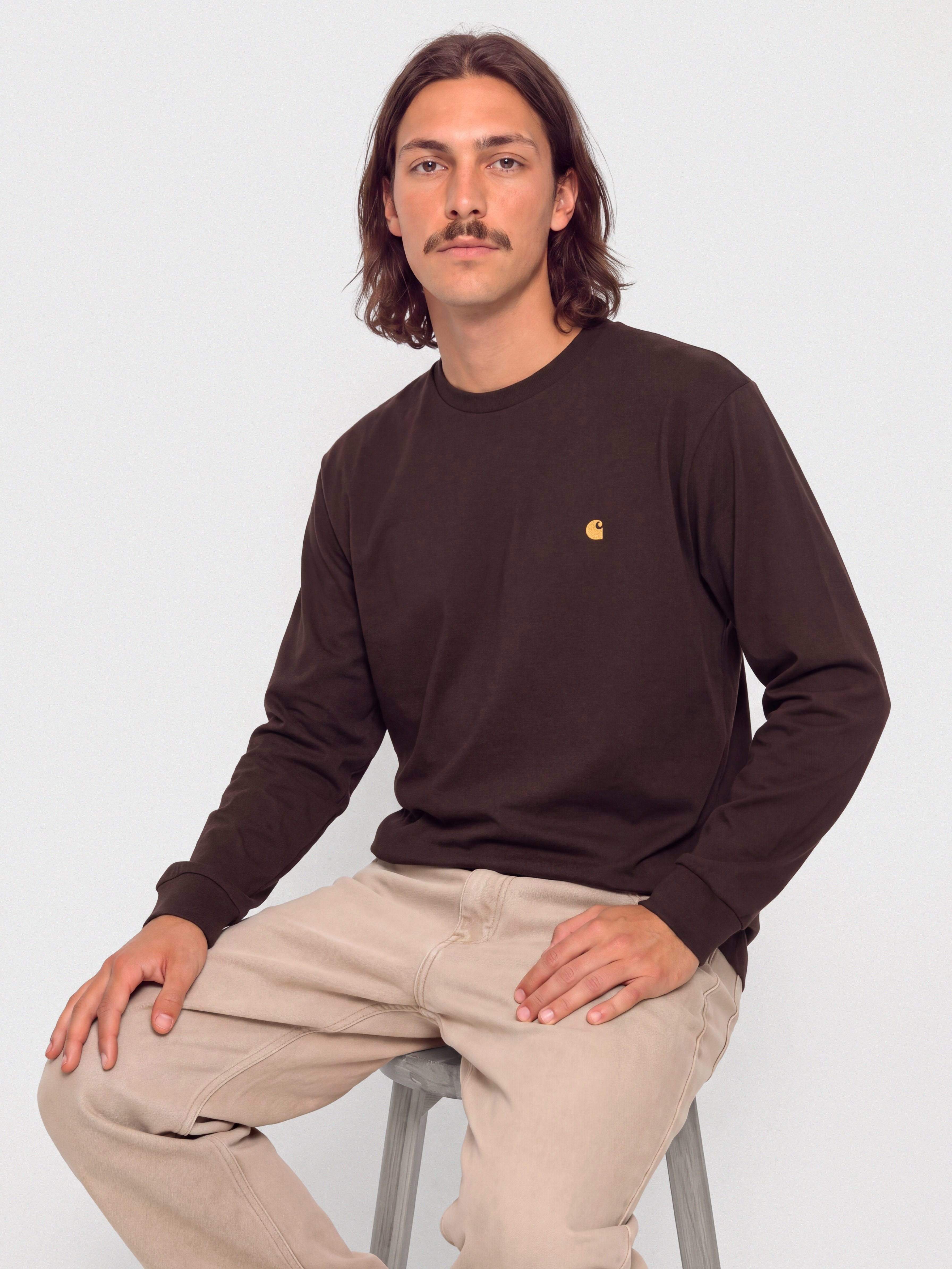 Longsleeve Carhartt WIP Chase (palisander/gold)