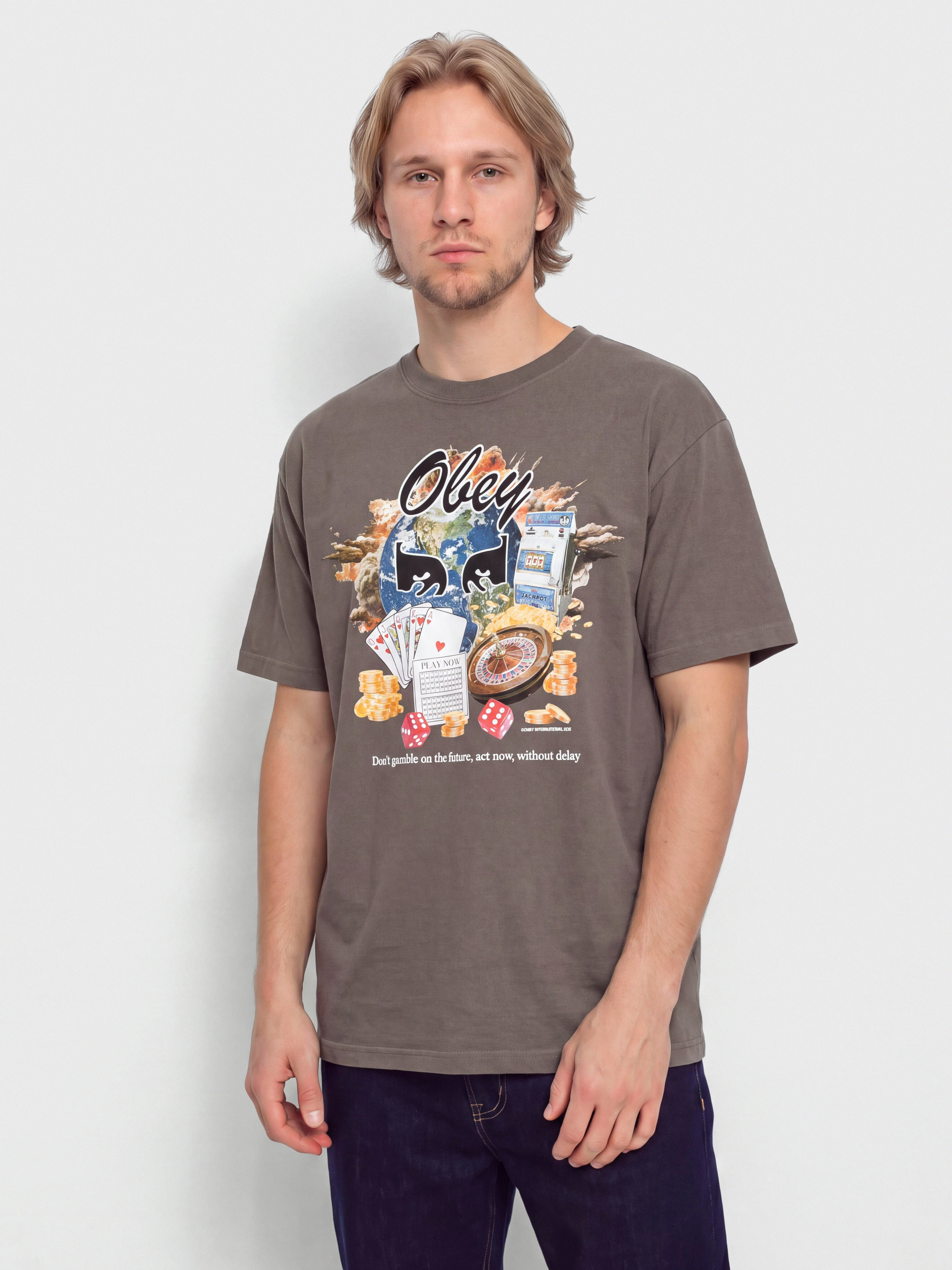 T-shirt OBEY Obey Act Now (pigment dusty black)