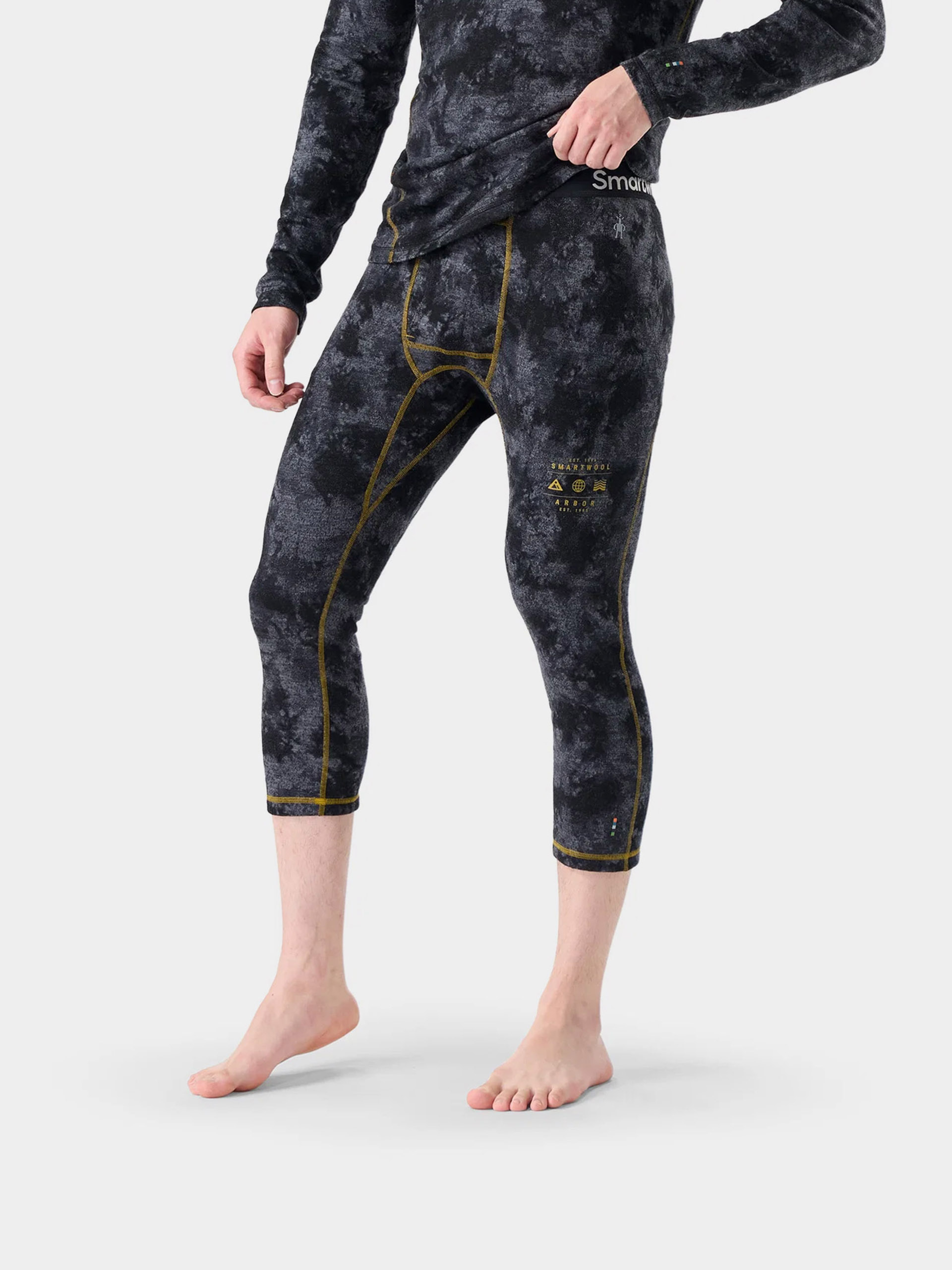Legginsy aktywne Smartwool Classic Thermal Merino Base Layer 3/4 Boxed (black tie dye/honey gold)