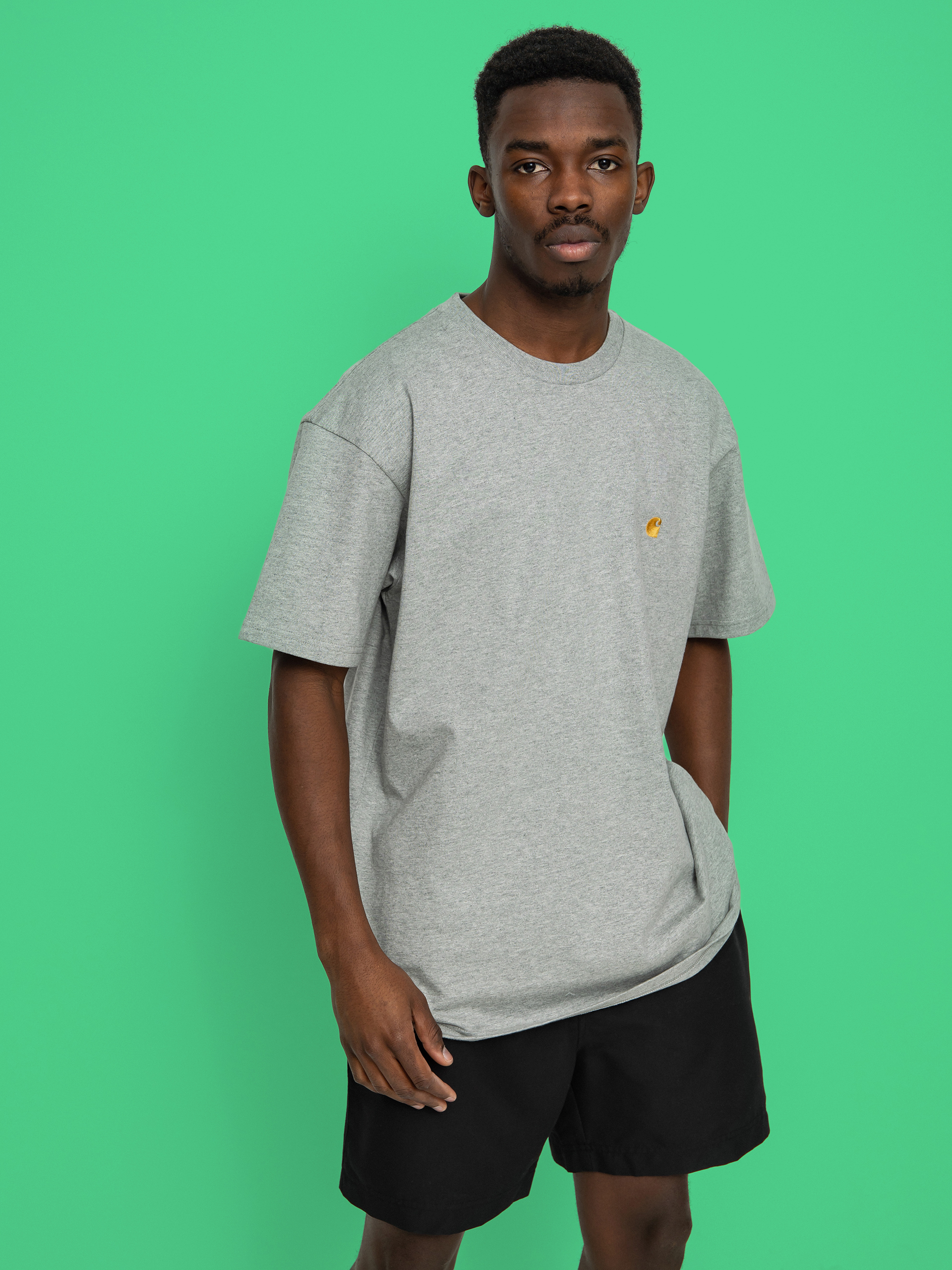 T-shirt Carhartt WIP Chase (grey heather/gold)